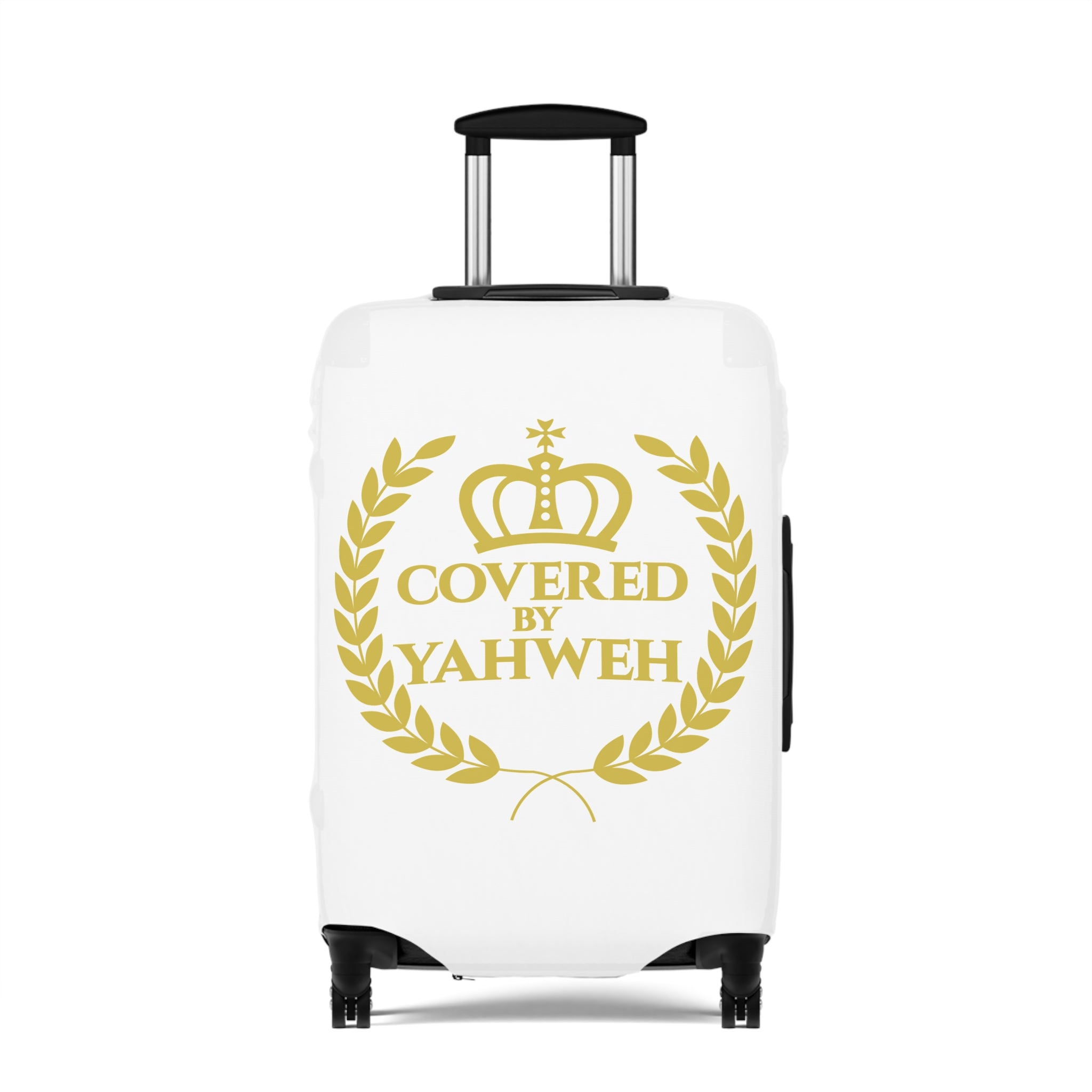 Covered by Yahweh Protective Luggage Cover - White