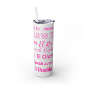 Glitter Insulated Skinny Tumbler with Straw - Pink & White