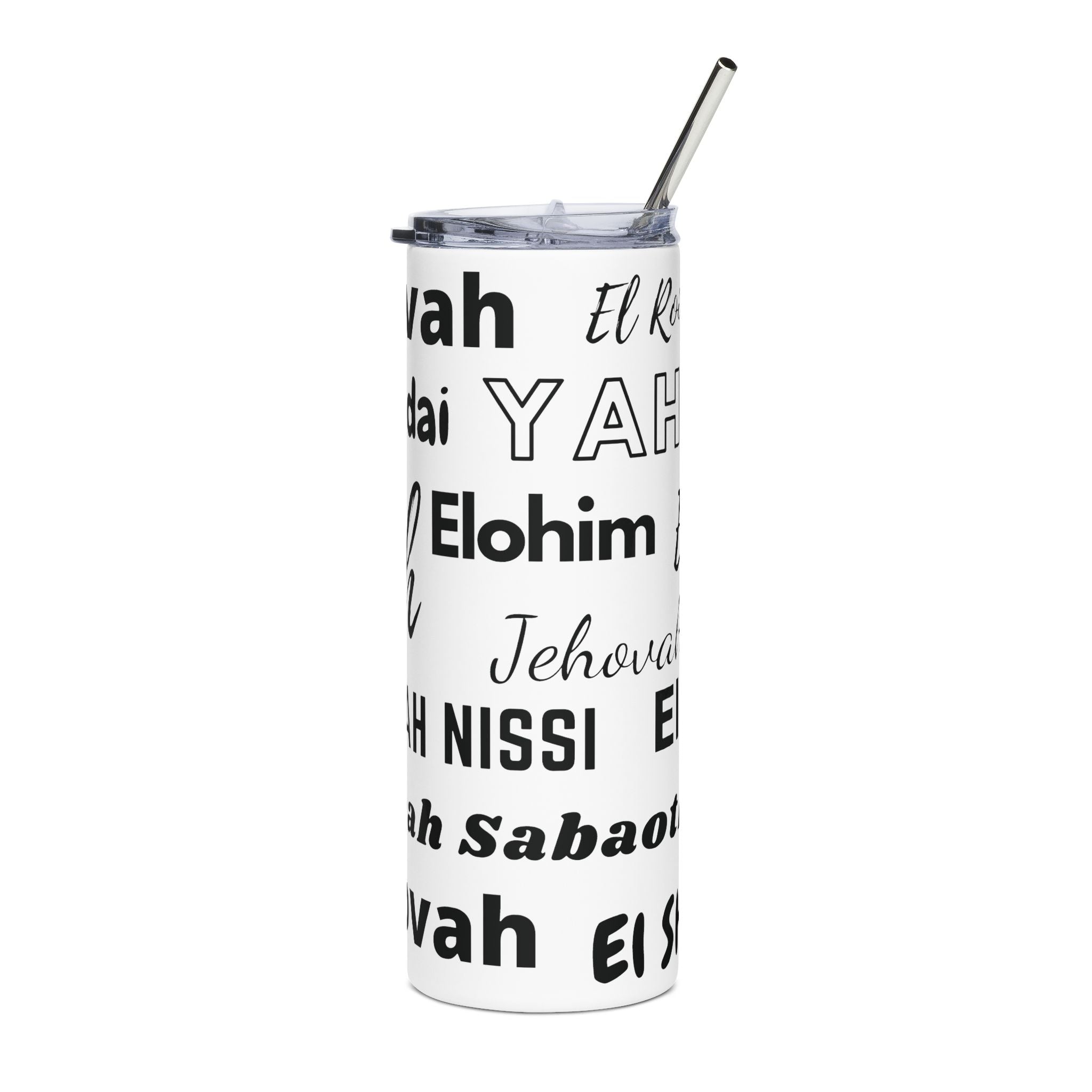 Names of God 20oz Stainless Steel Tumbler - White & Black