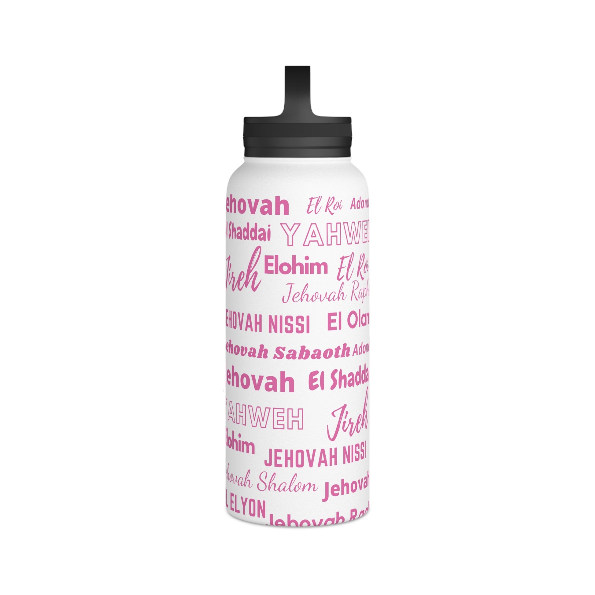 Faith & Wellness Stainless Steel Water Bottle - Pink & White