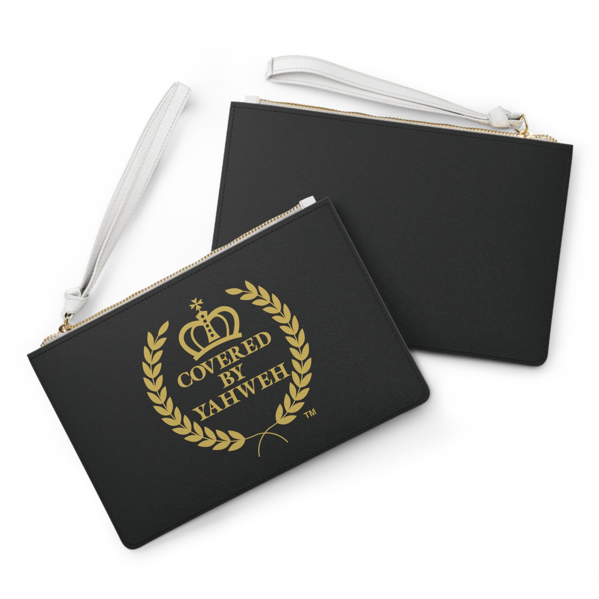 Covered by Yahweh Saffiano Leather Clutch Bag - Black