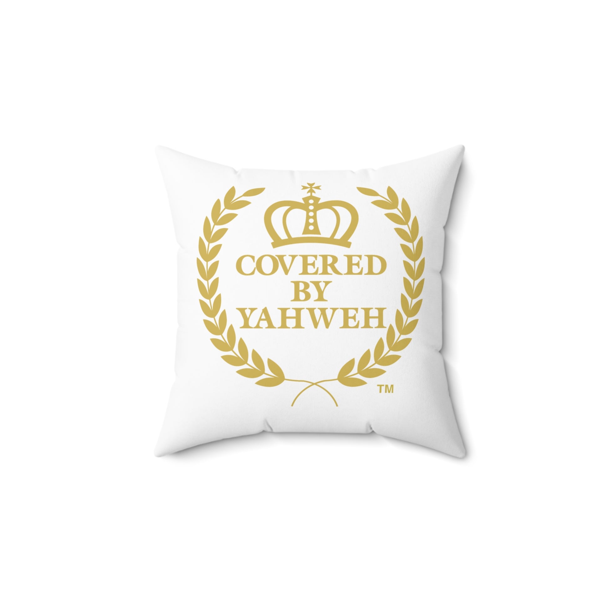 Covered by Yahweh Soft Square Polyester Pillow - White