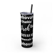 Glitter Insulated Skinny Tumbler with Straw - Black & White