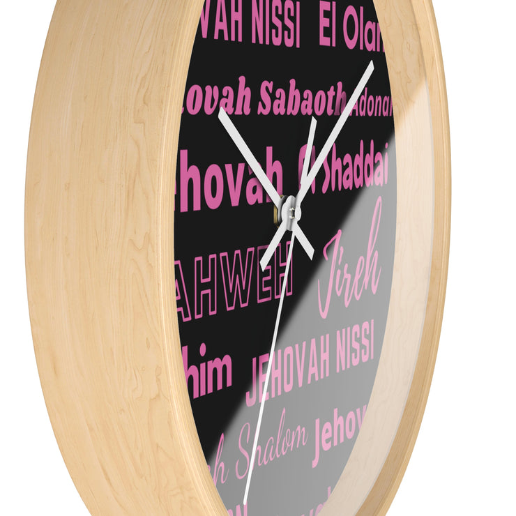 Timeless Grace Wall Clock - Black & Pink