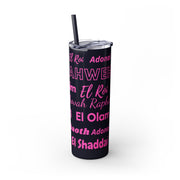 Glitter Insulated Skinny Tumbler with Straw - Pink & Black