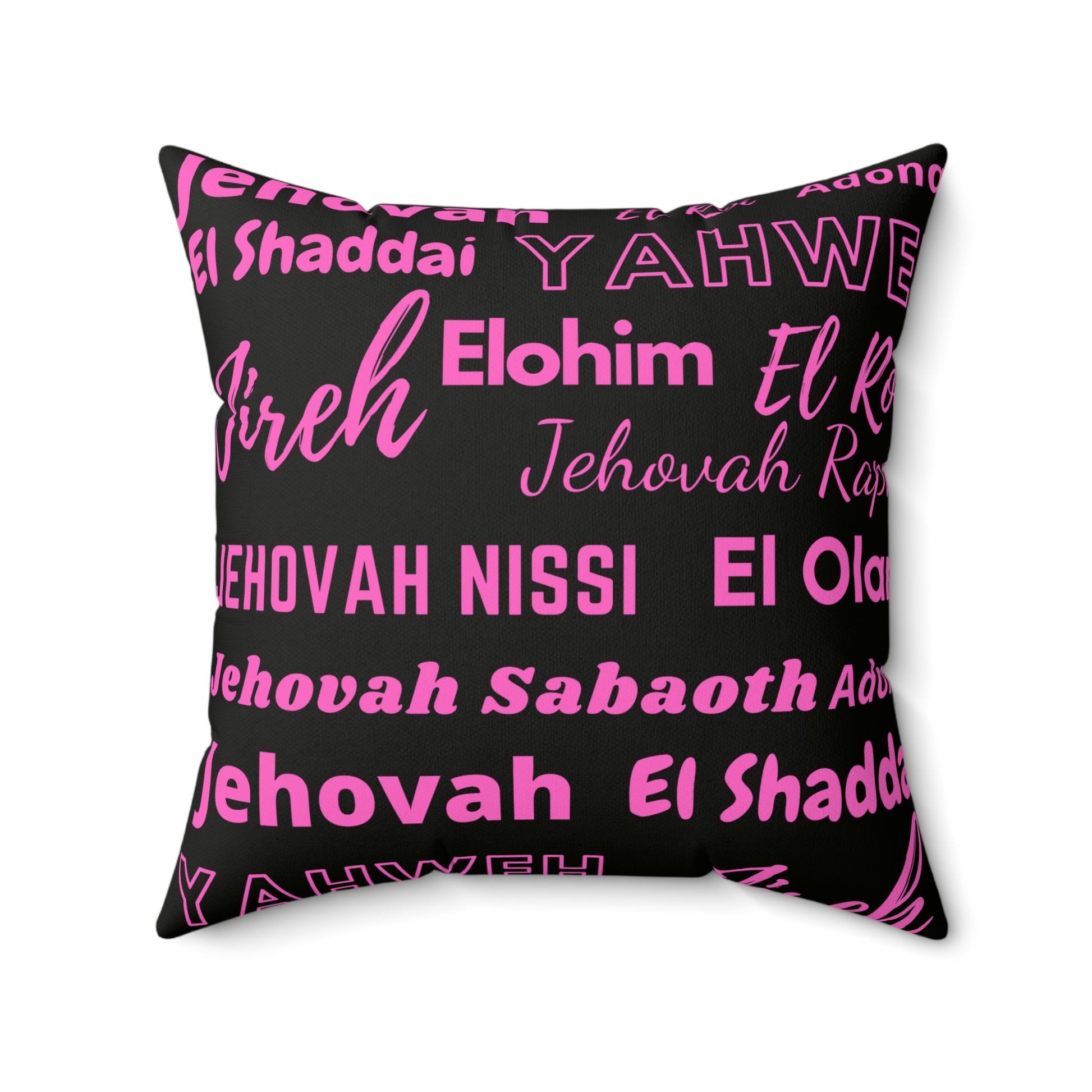 Soft Square Polyester Pillow - Black & Pink