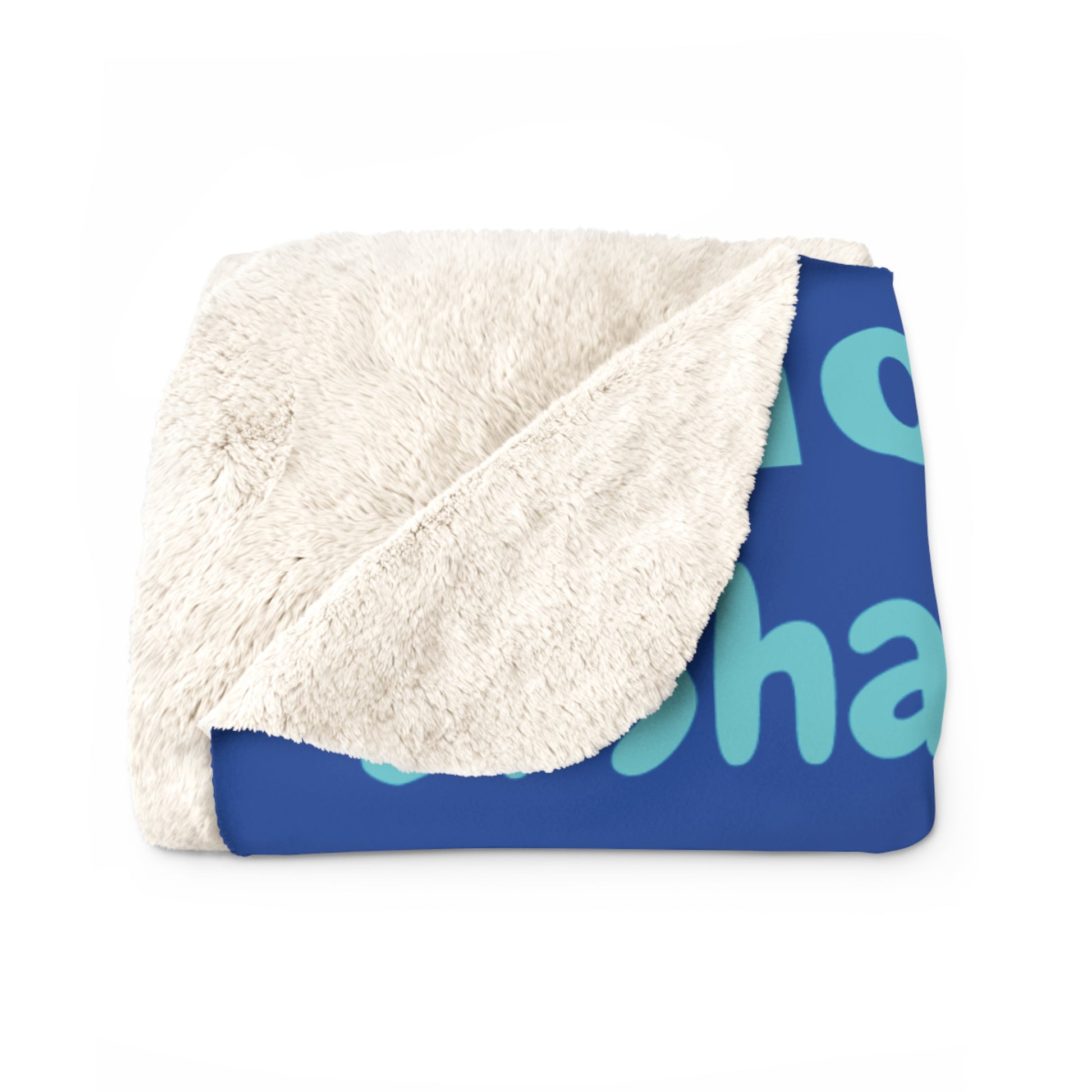 Sherpa Fleece Blanket - Cobalt & Cyan Blue