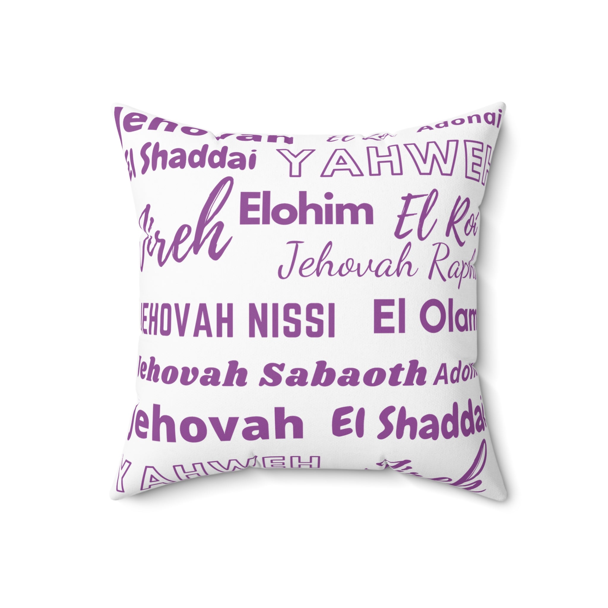 Soft Square Polyester Pillow - Purple & White