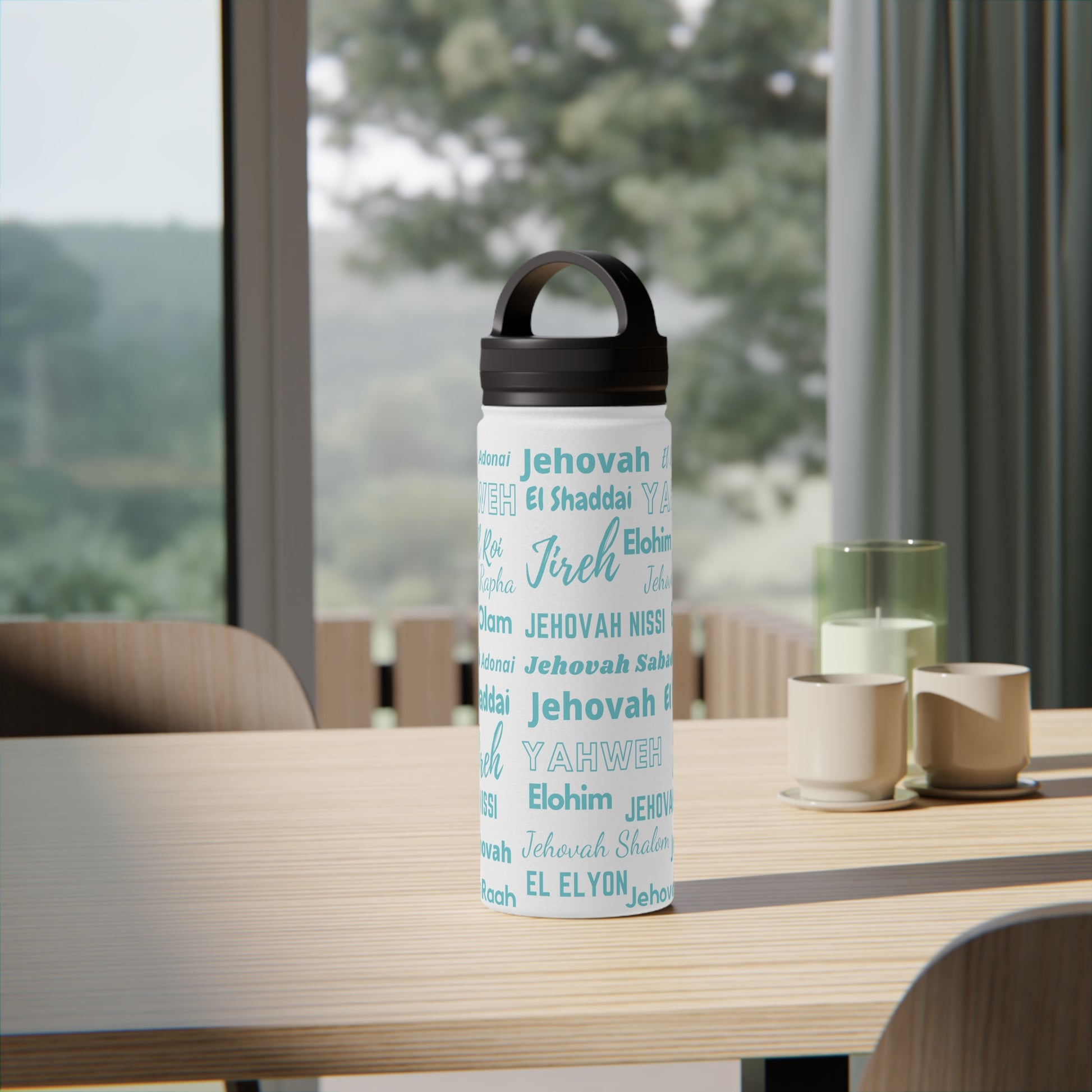 Stainless Steel Wellness Water Bottle - Blue & White