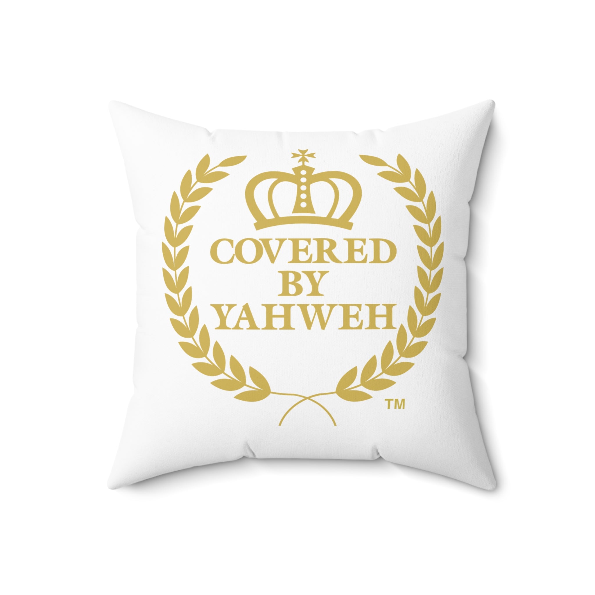 Covered by Yahweh Soft Square Polyester Pillow - White