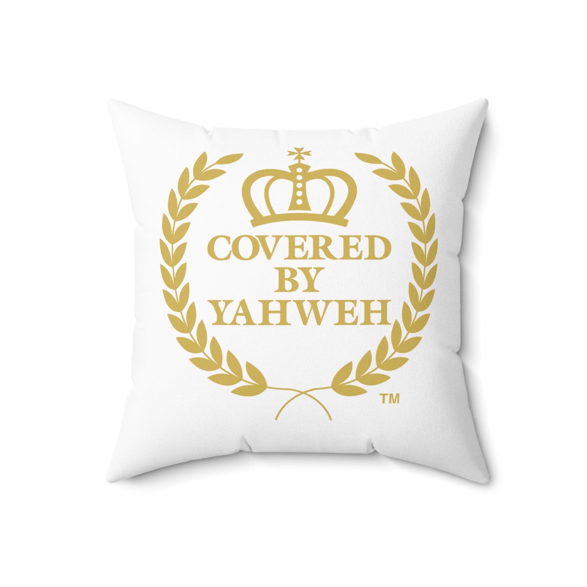 Covered by Yahweh Soft Square Polyester Pillow - White