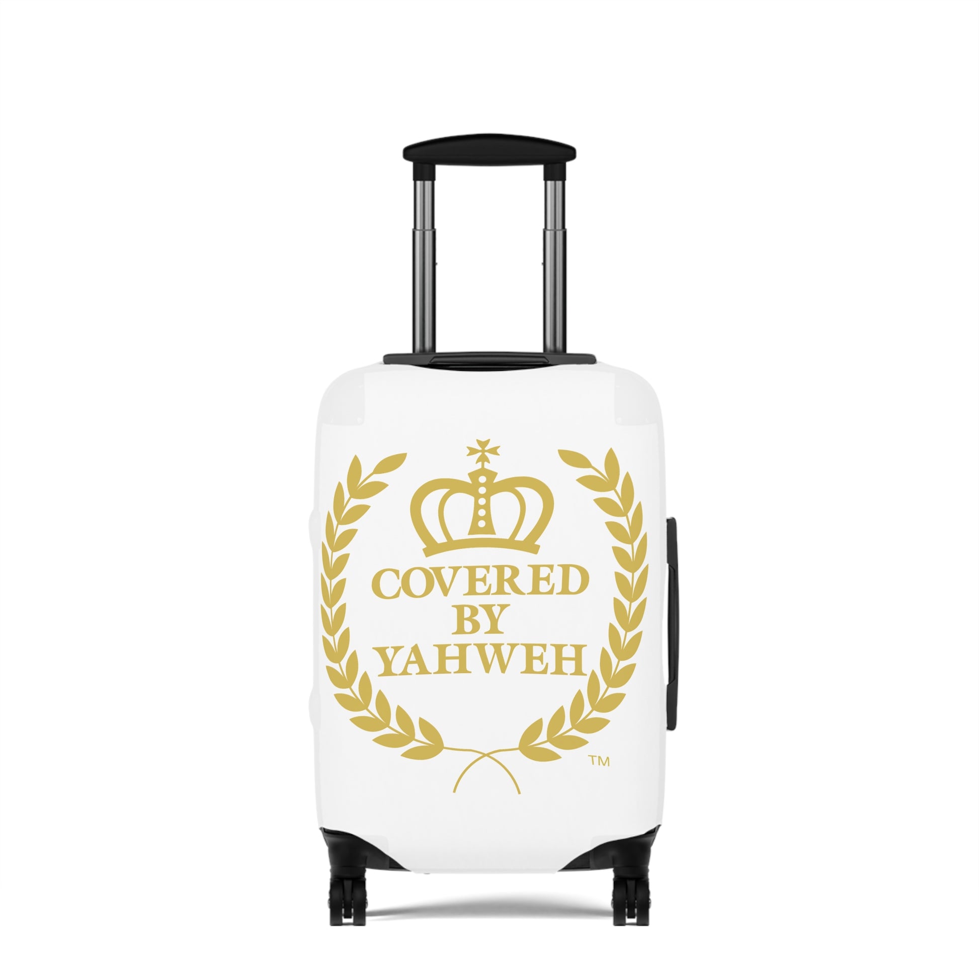 Covered by Yahweh Protective Luggage Cover - White
