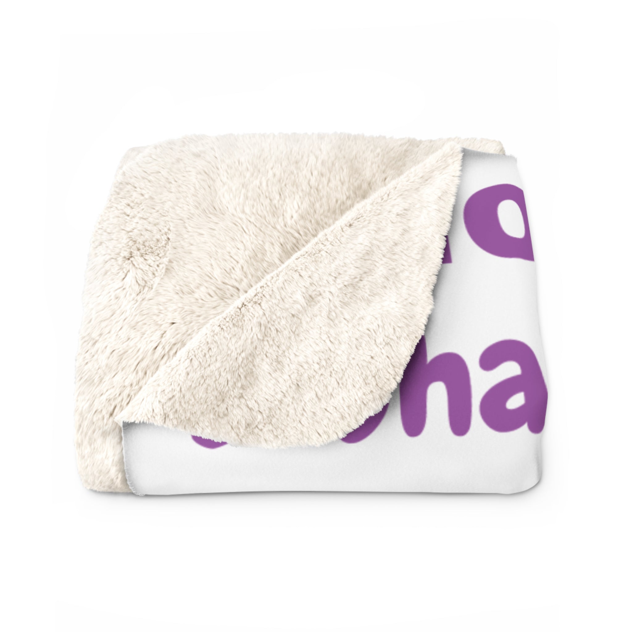 Sherpa Fleece Blanket - Purple & White
