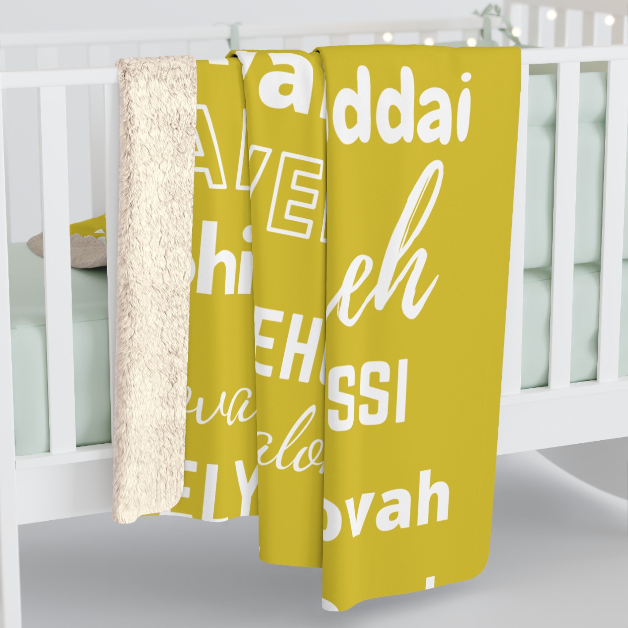 Sherpa Fleece Blanket - Yellow & White