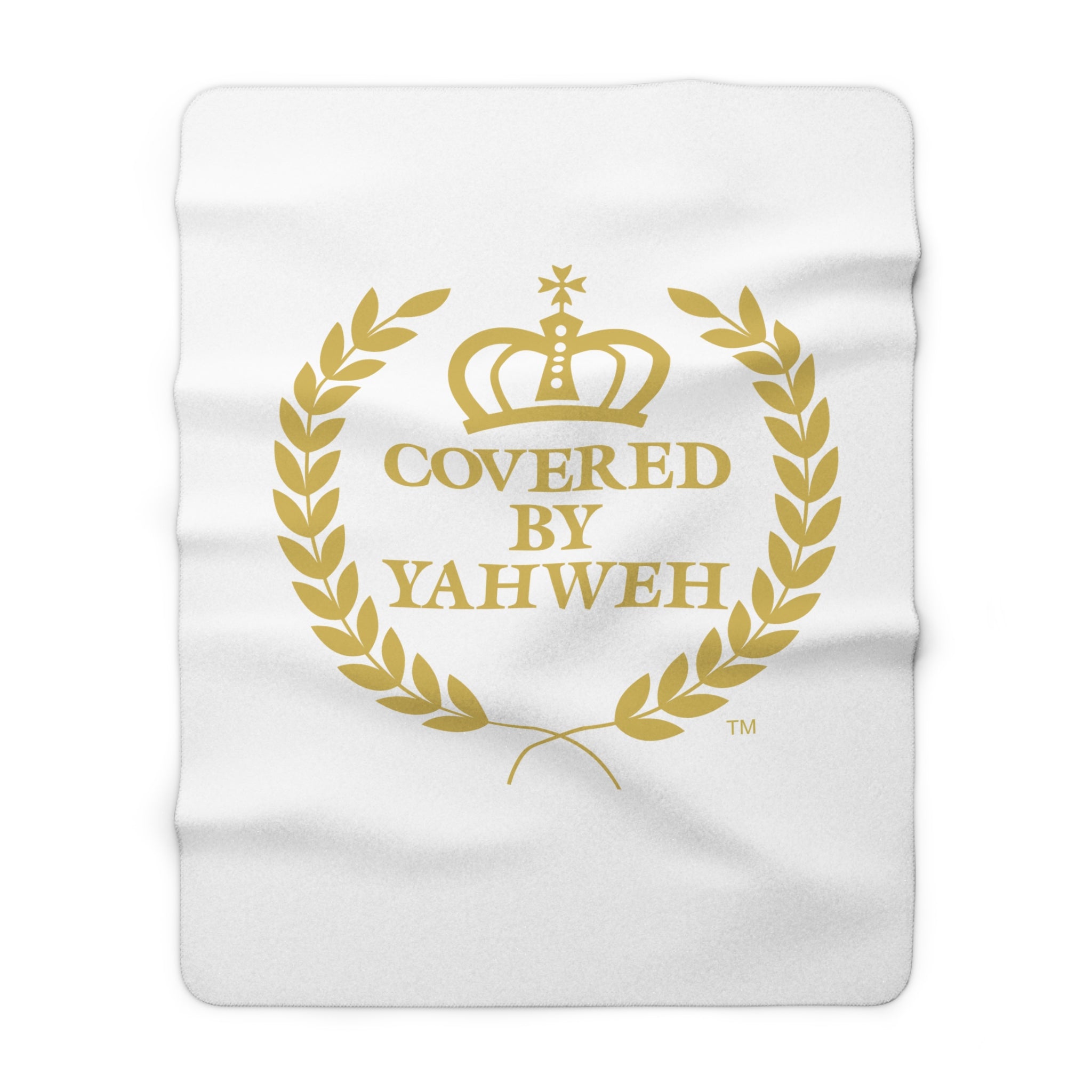 Covered by Yahweh Sherpa Fleece Blanket - White