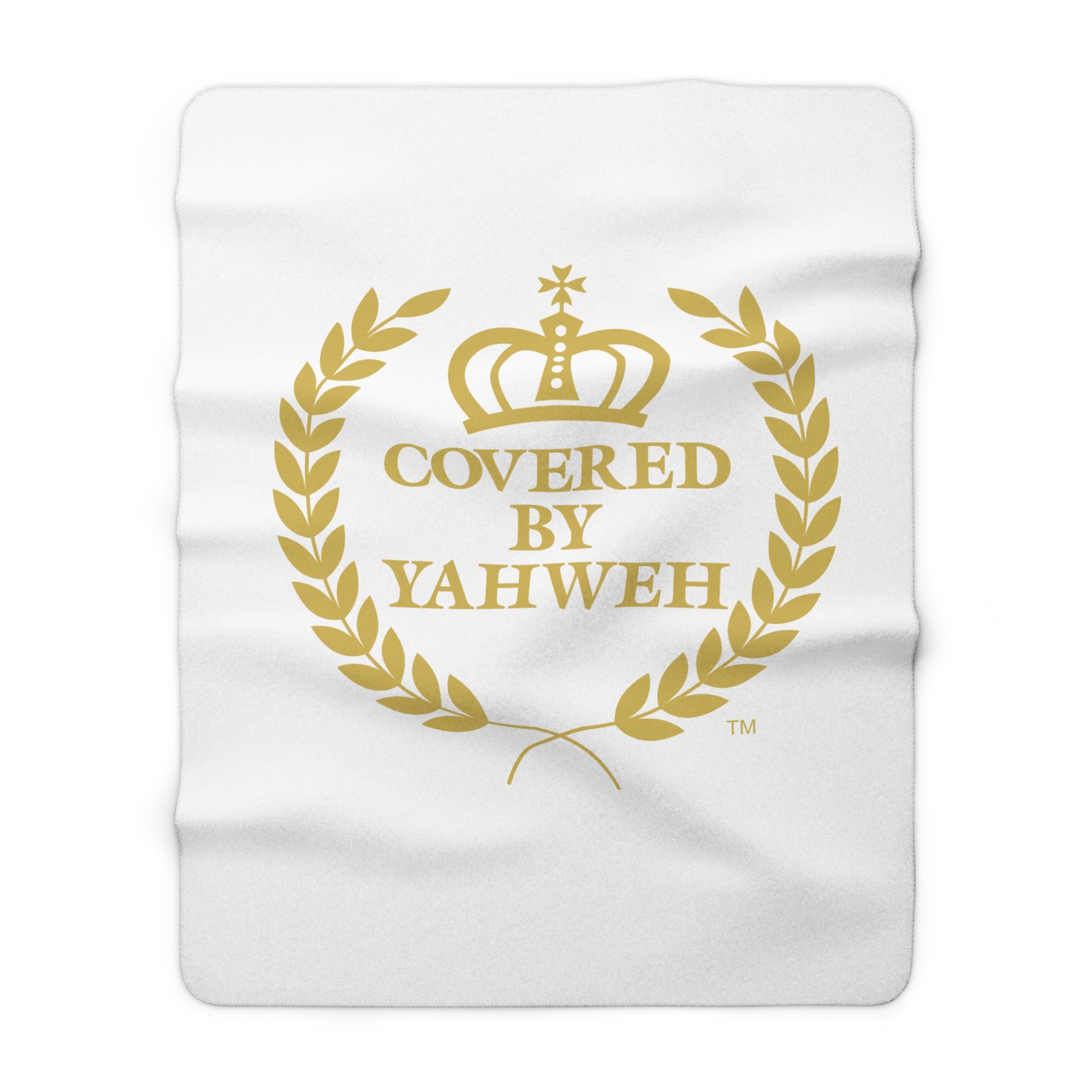 Covered by Yahweh Sherpa Fleece Blanket - White