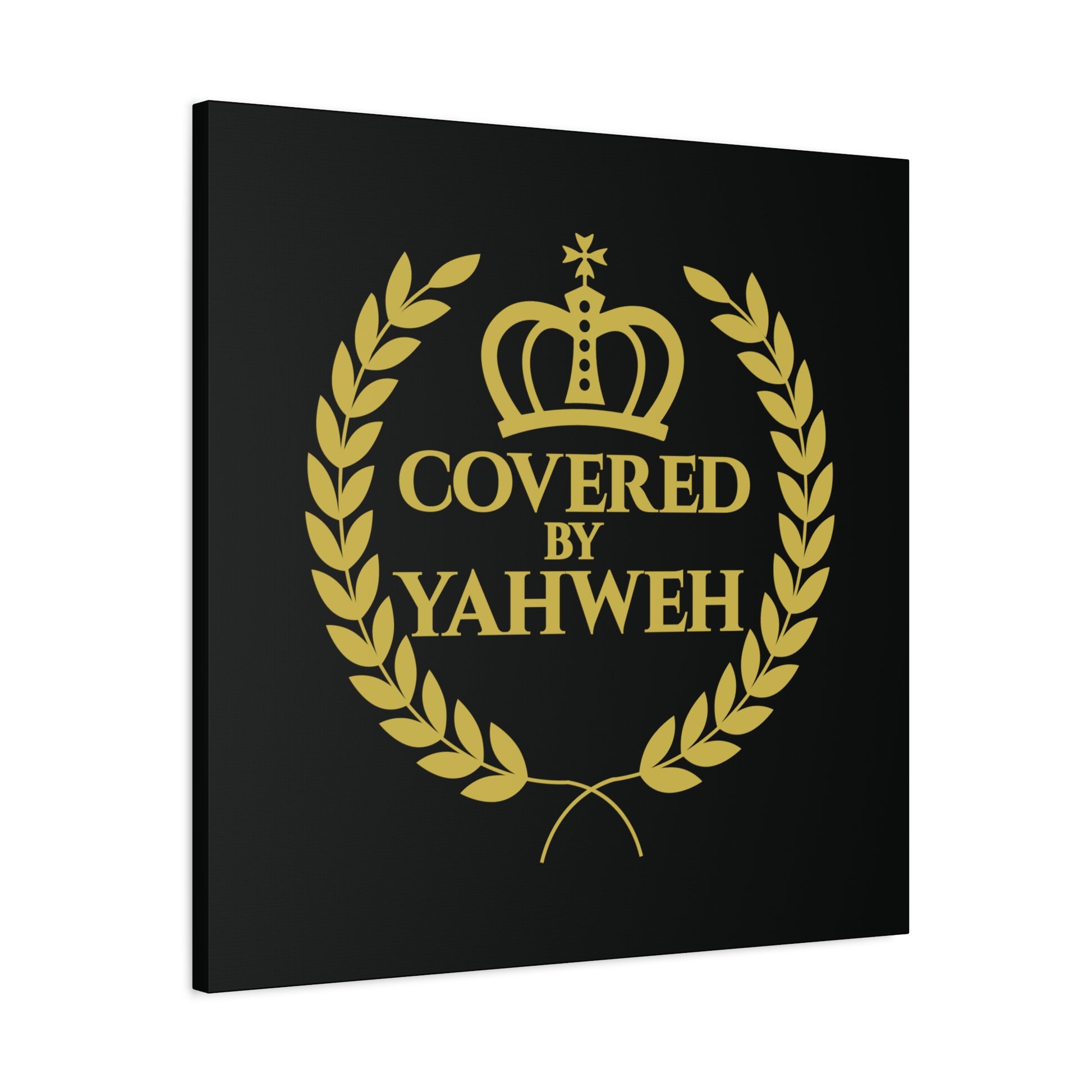Covered by Yahweh Premium Canvas Art - Black