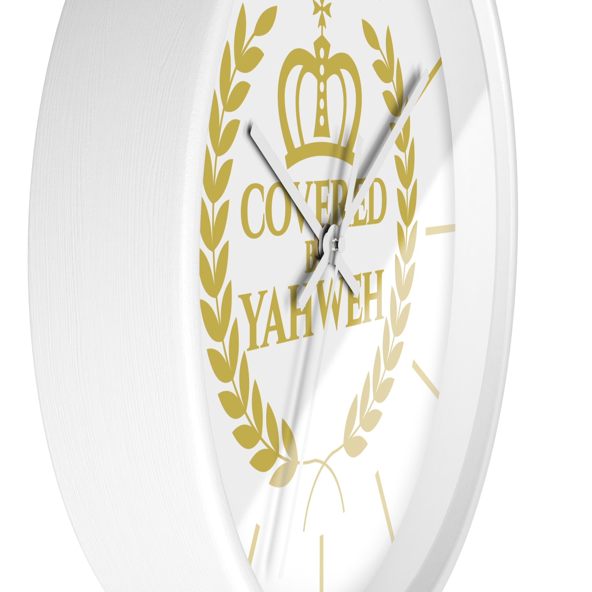 Covered by Yahweh Timeless Grace Wall Clock - White