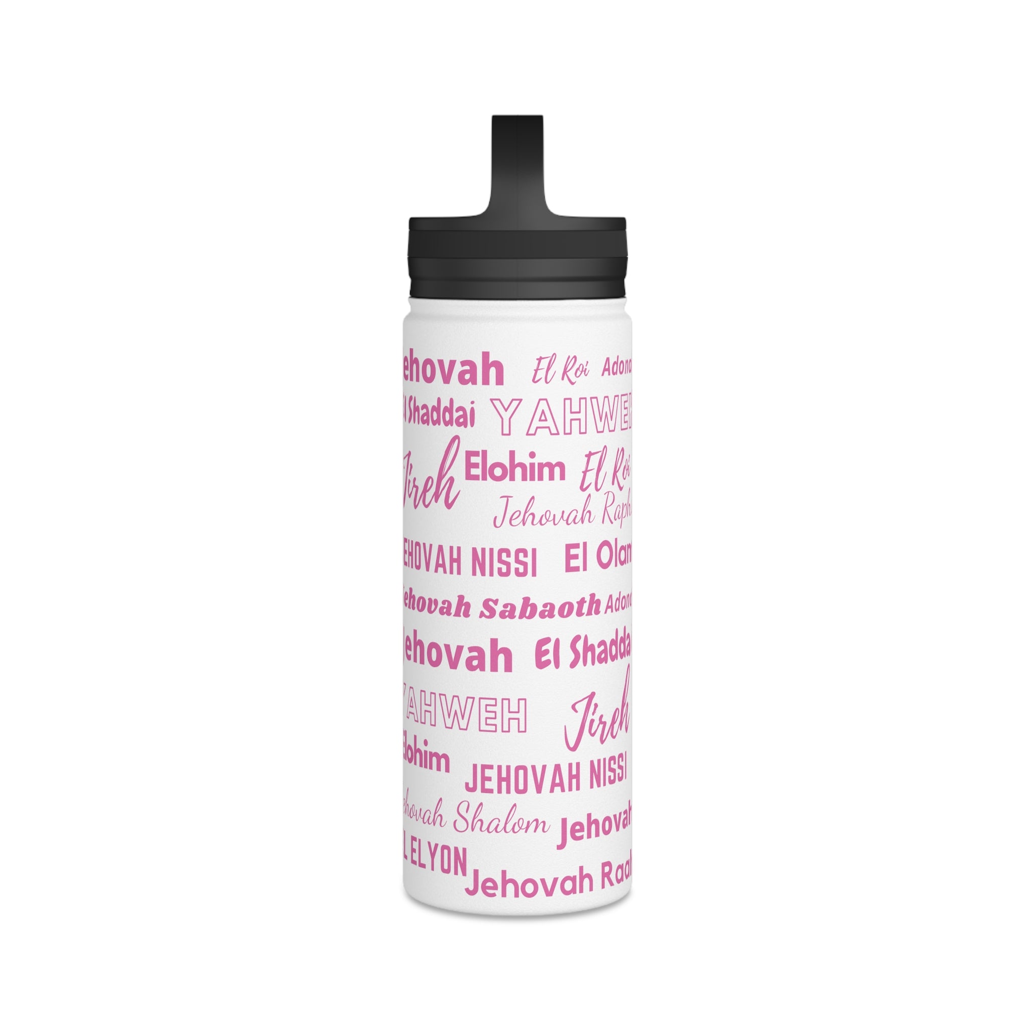 Faith & Wellness Stainless Steel Water Bottle - Pink & White