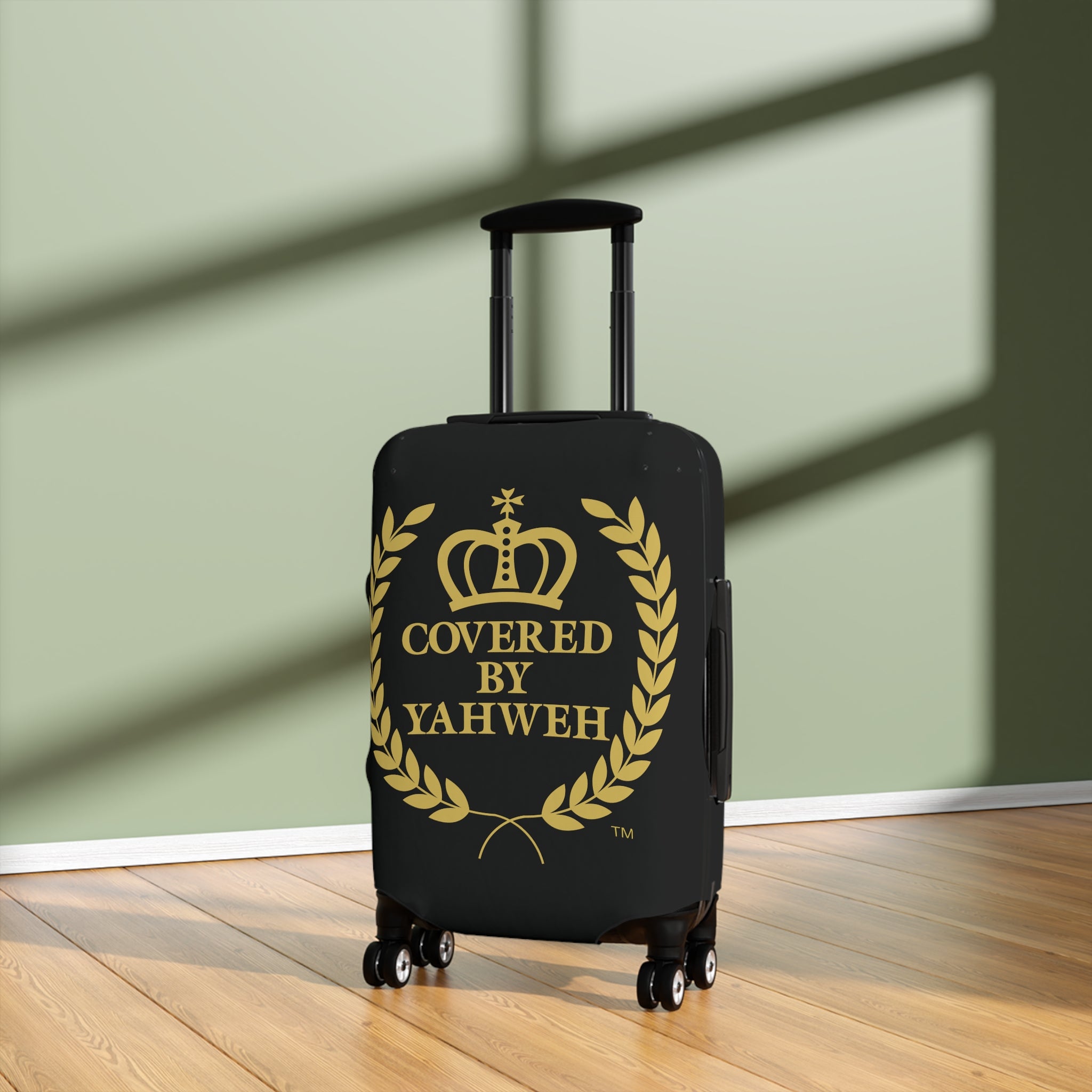 Covered by Yahweh Protective Luggage Cover - Black