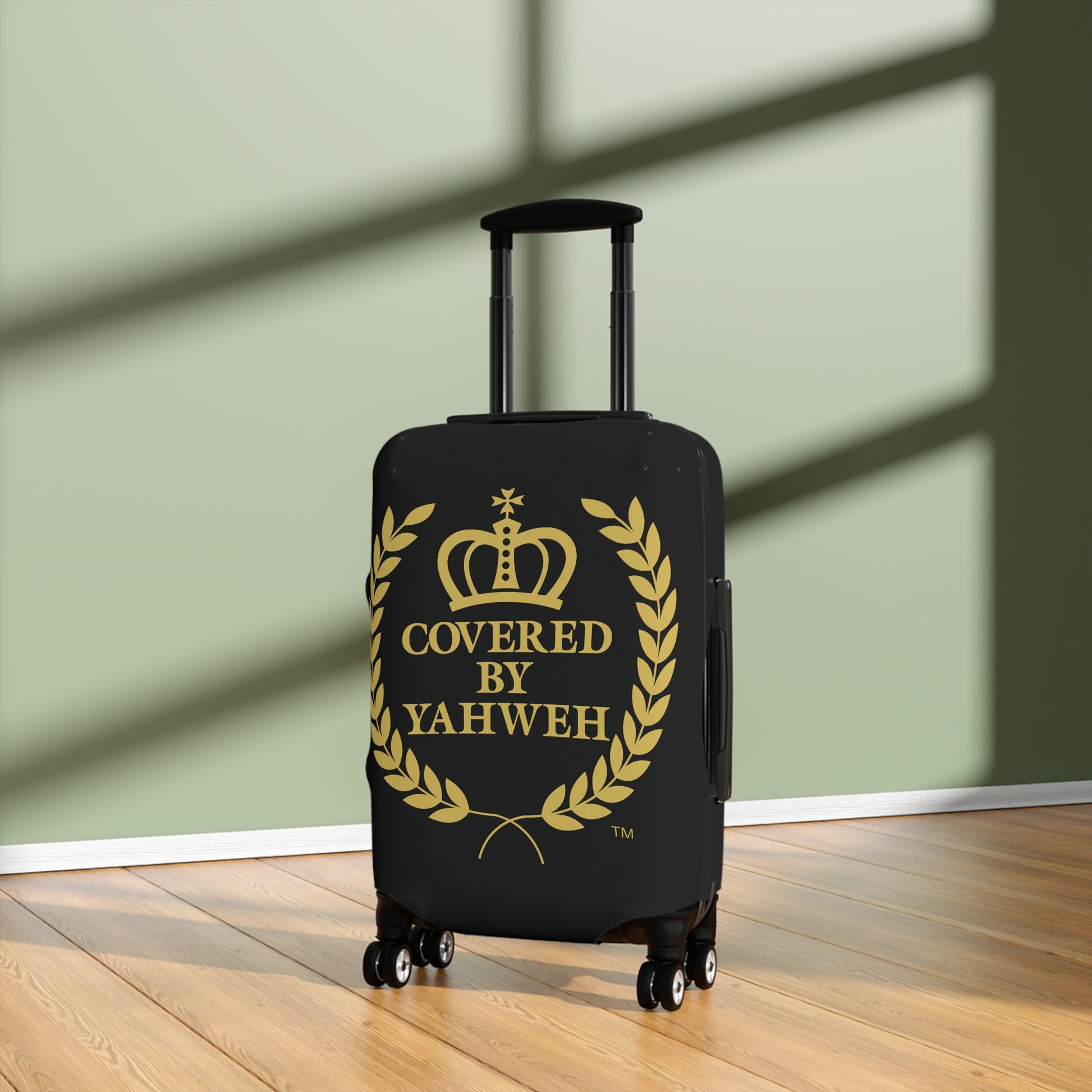 Covered by Yahweh Protective Luggage Cover - Black