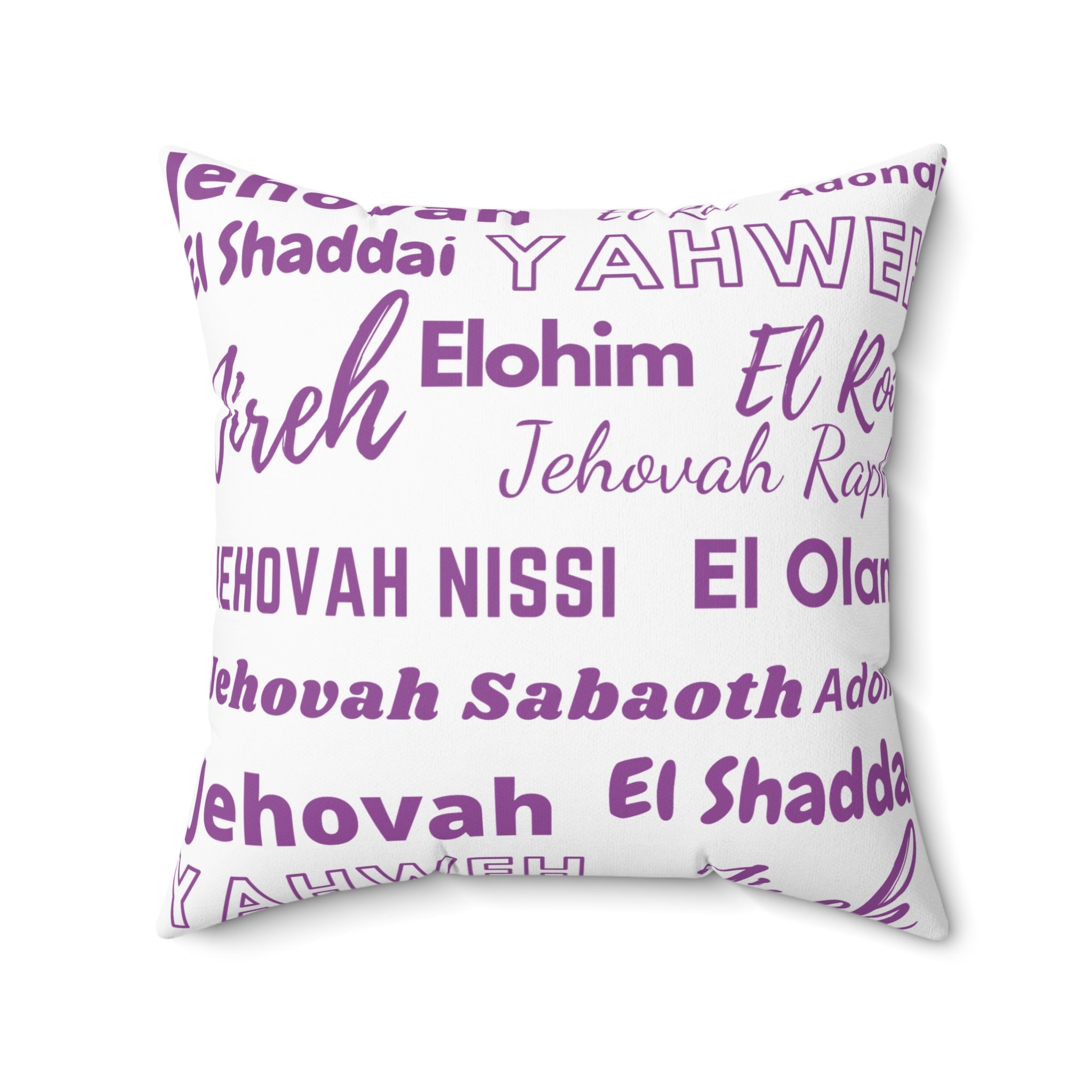 Soft Square Polyester Pillow - Purple & White
