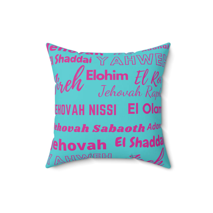 Soft Square Polyester Pillow - Pink & Blue