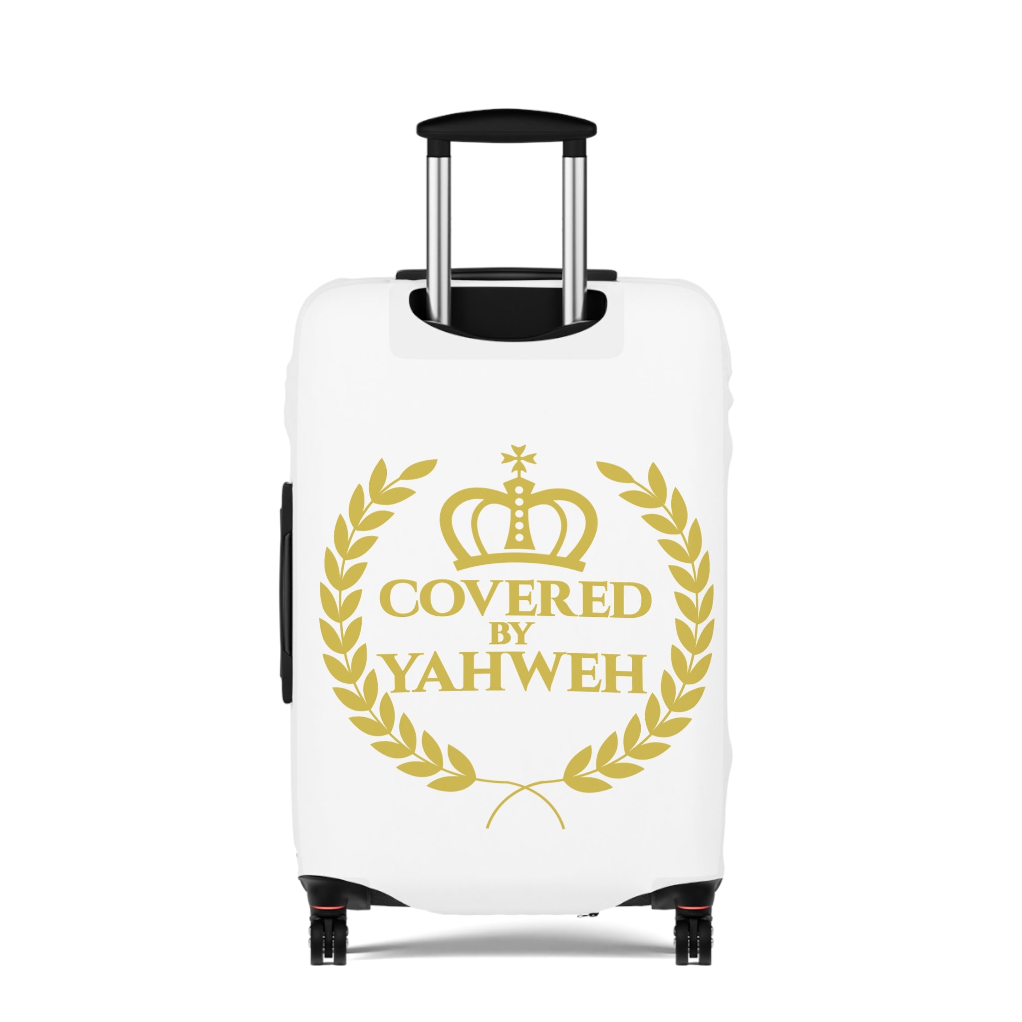 Covered by Yahweh Protective Luggage Cover - White