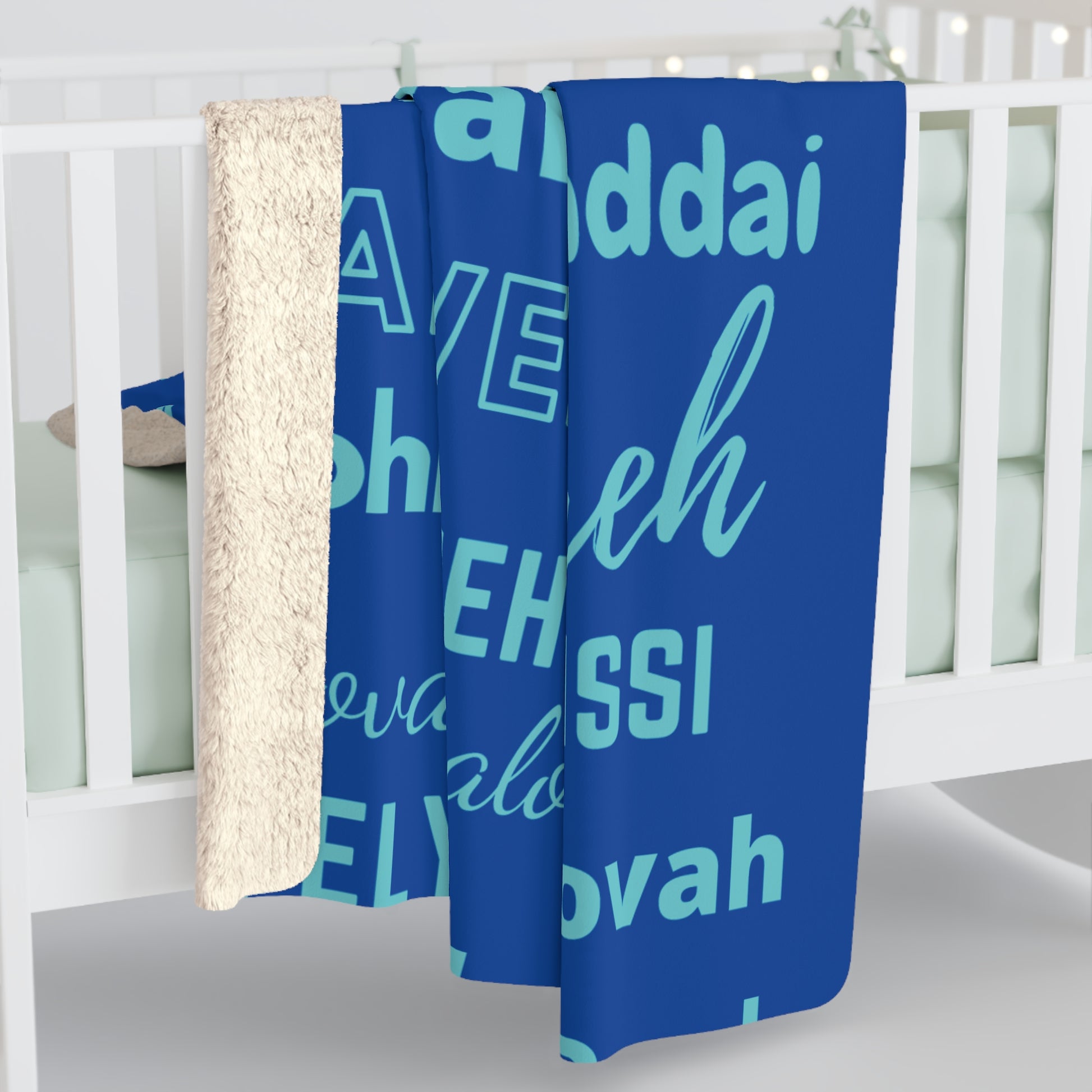 Sherpa Fleece Blanket - Cobalt & Cyan Blue