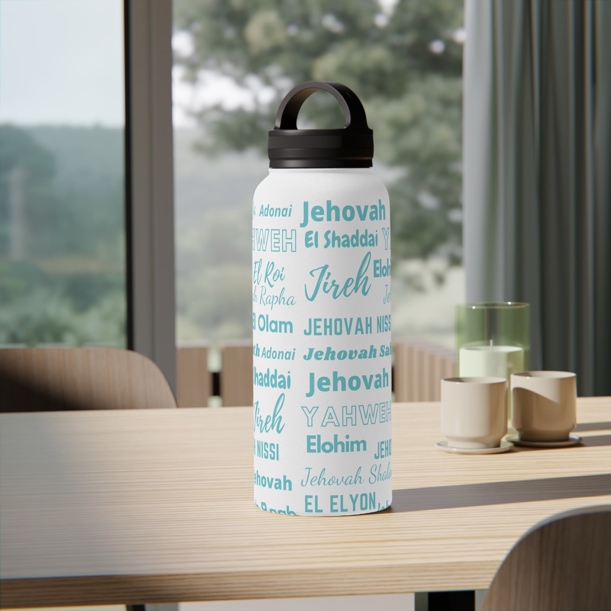 Stainless Steel Wellness Water Bottle - Blue & White