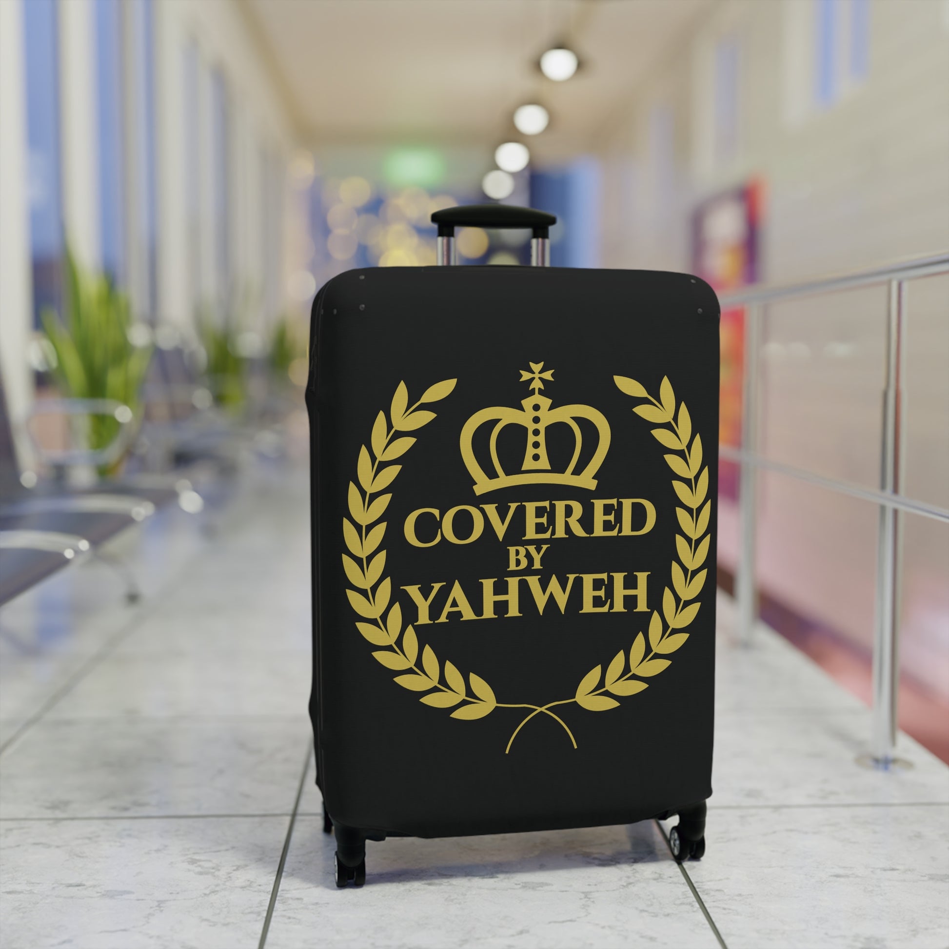 Covered by Yahweh Protective Luggage Cover - Black