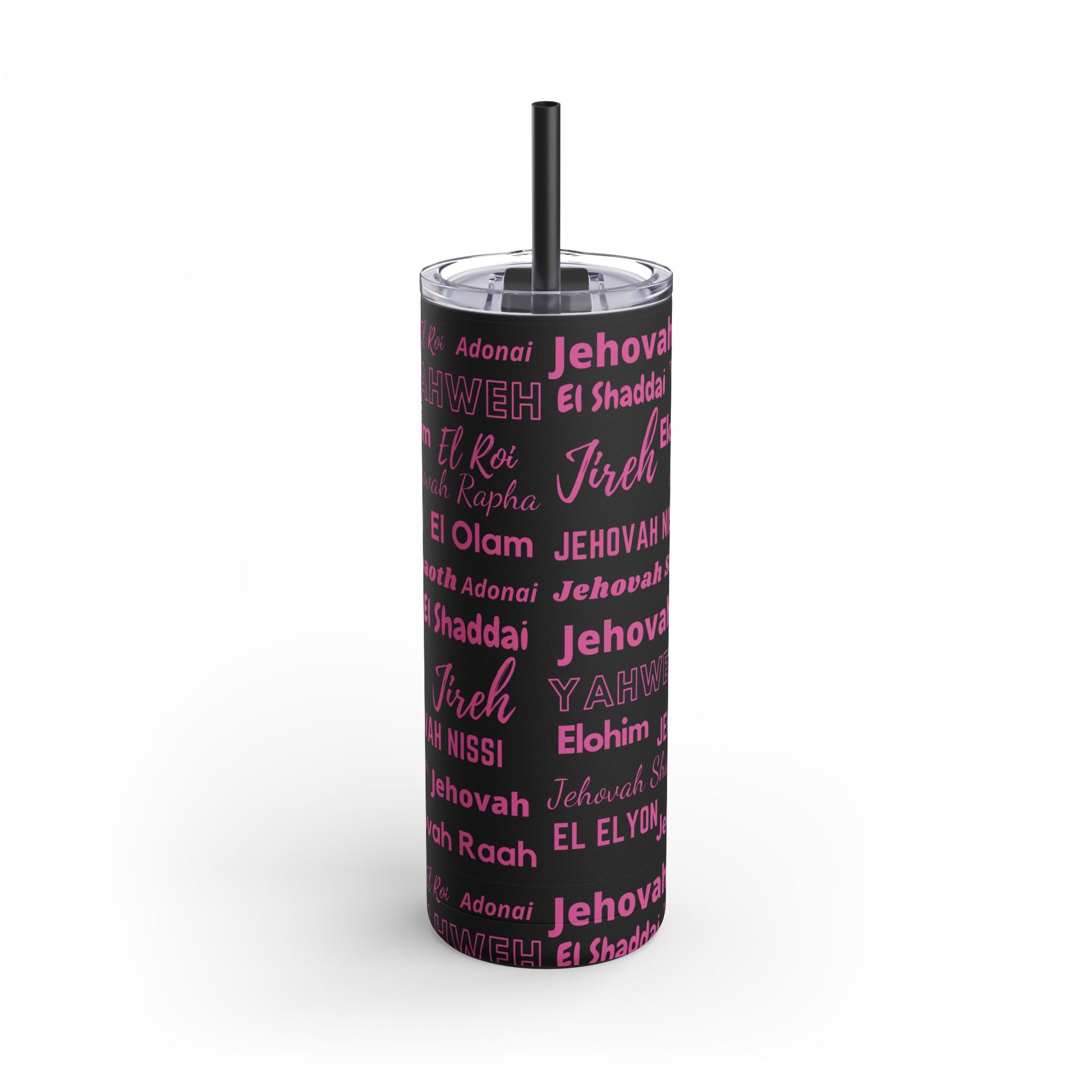 Insulated Skinny Matte Tumbler -  Black & Pink