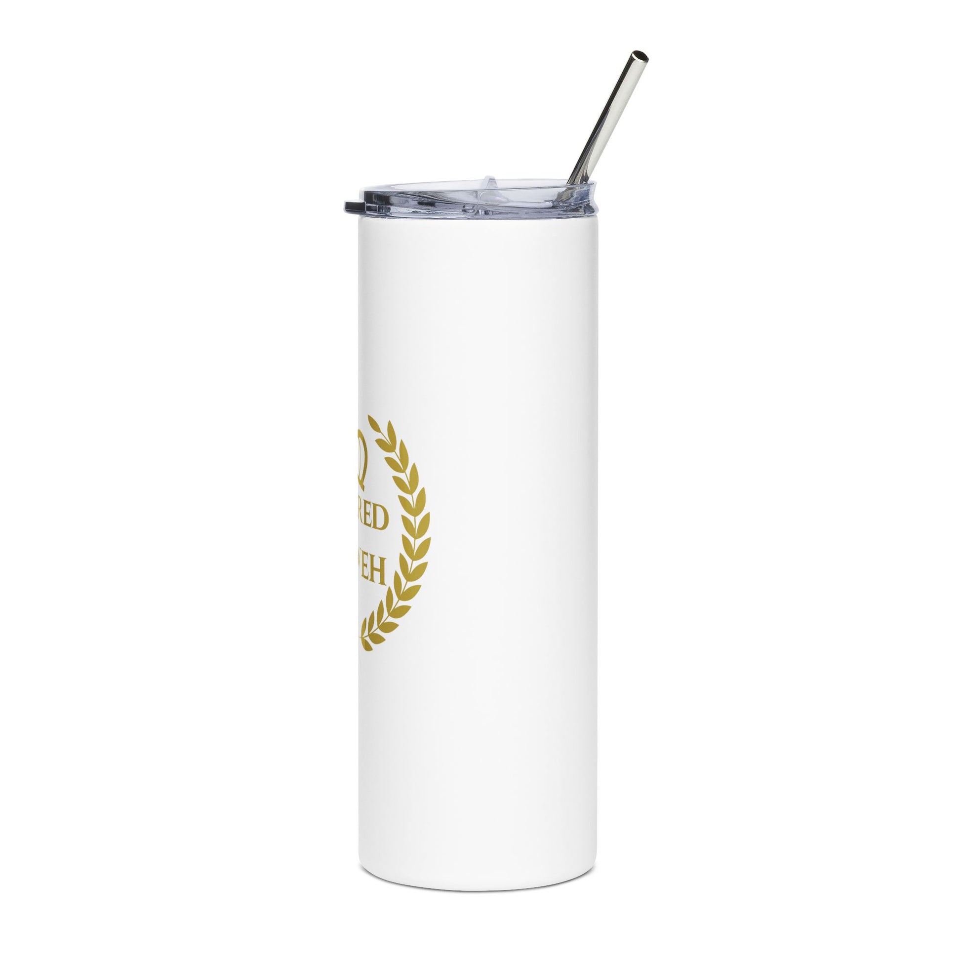 Covered by Yahweh Signature Tumbler - White & Gold