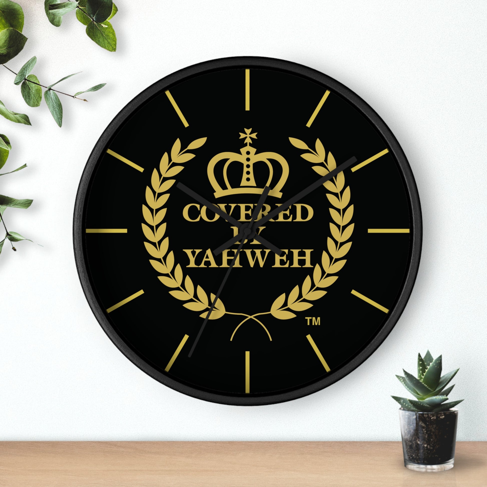 Covered by Yahweh Timeless Grace Wall Clock - Black