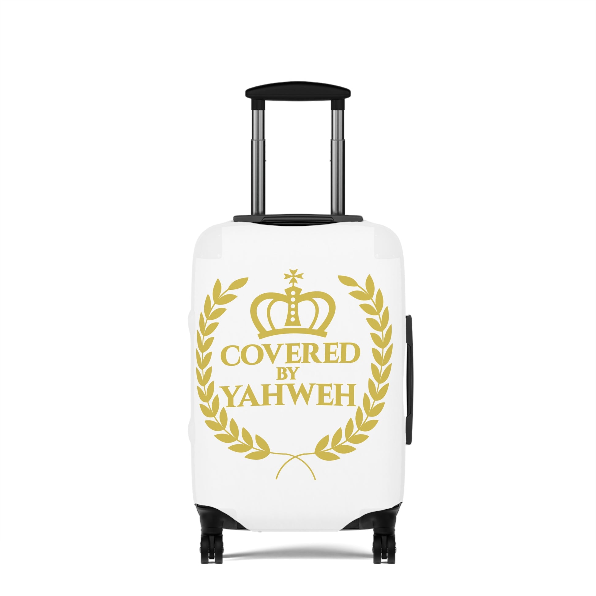 Covered by Yahweh Protective Luggage Cover - White