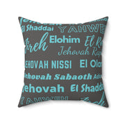 Soft Square Polyester Pillow - Gray & Blue