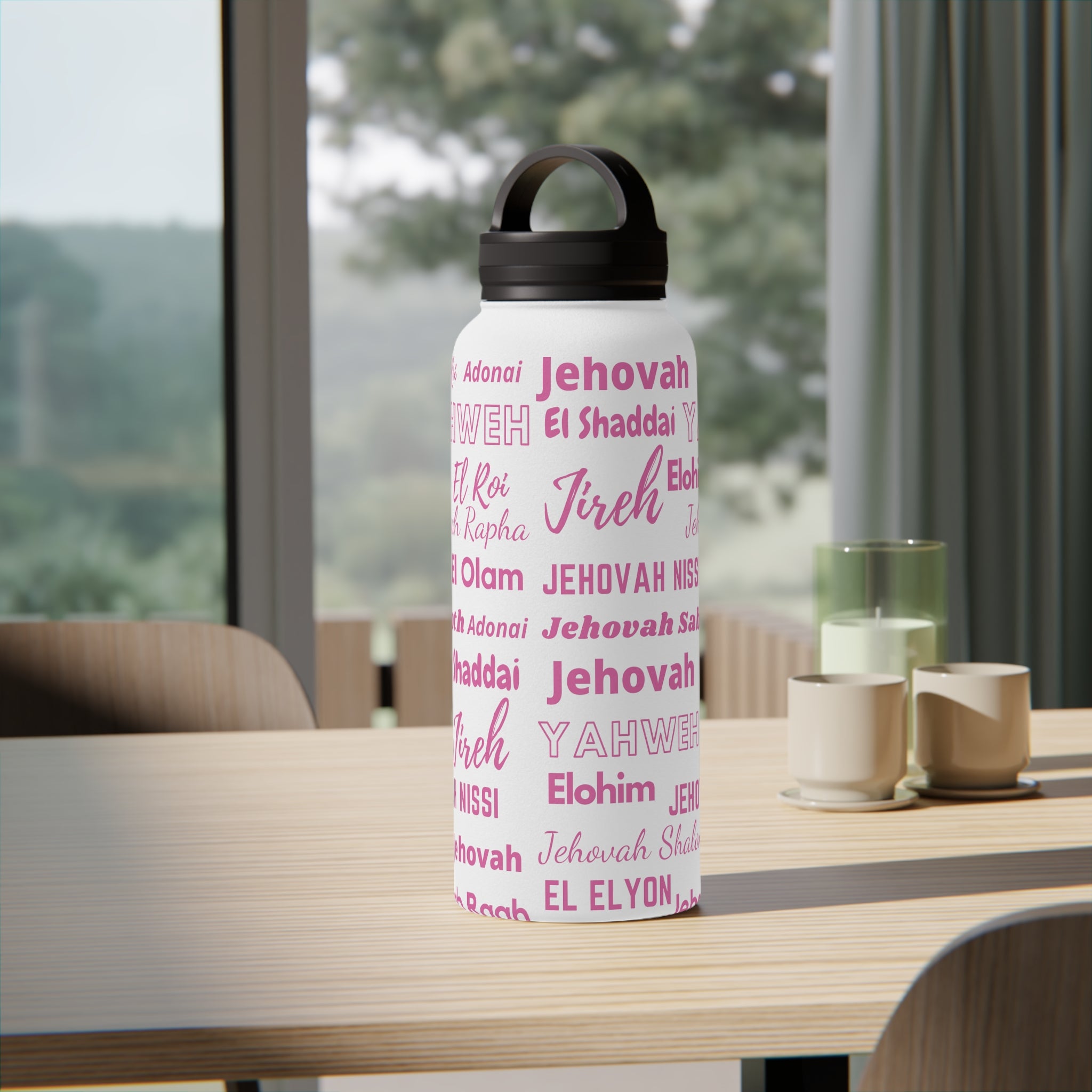 Faith & Wellness Stainless Steel Water Bottle - Pink & White