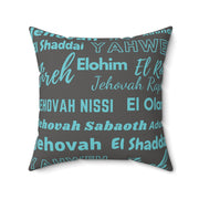 Soft Square Polyester Pillow - Gray & Blue