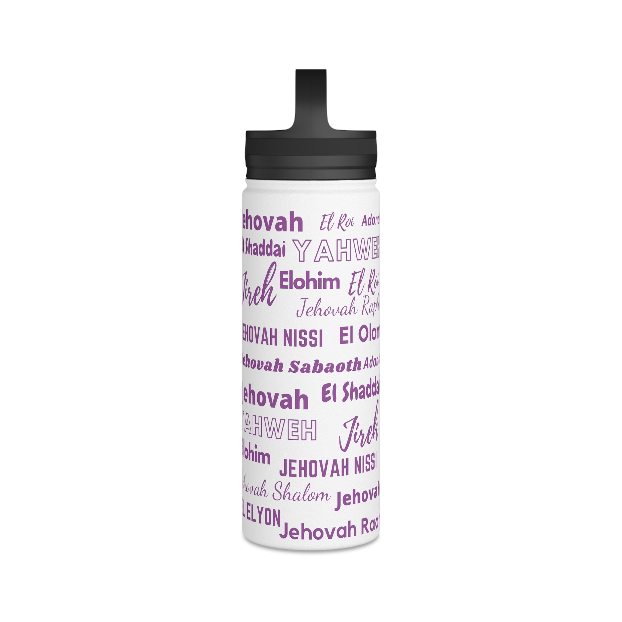 Faith & Wellness Stainless Steel Water Bottle - Purple & White