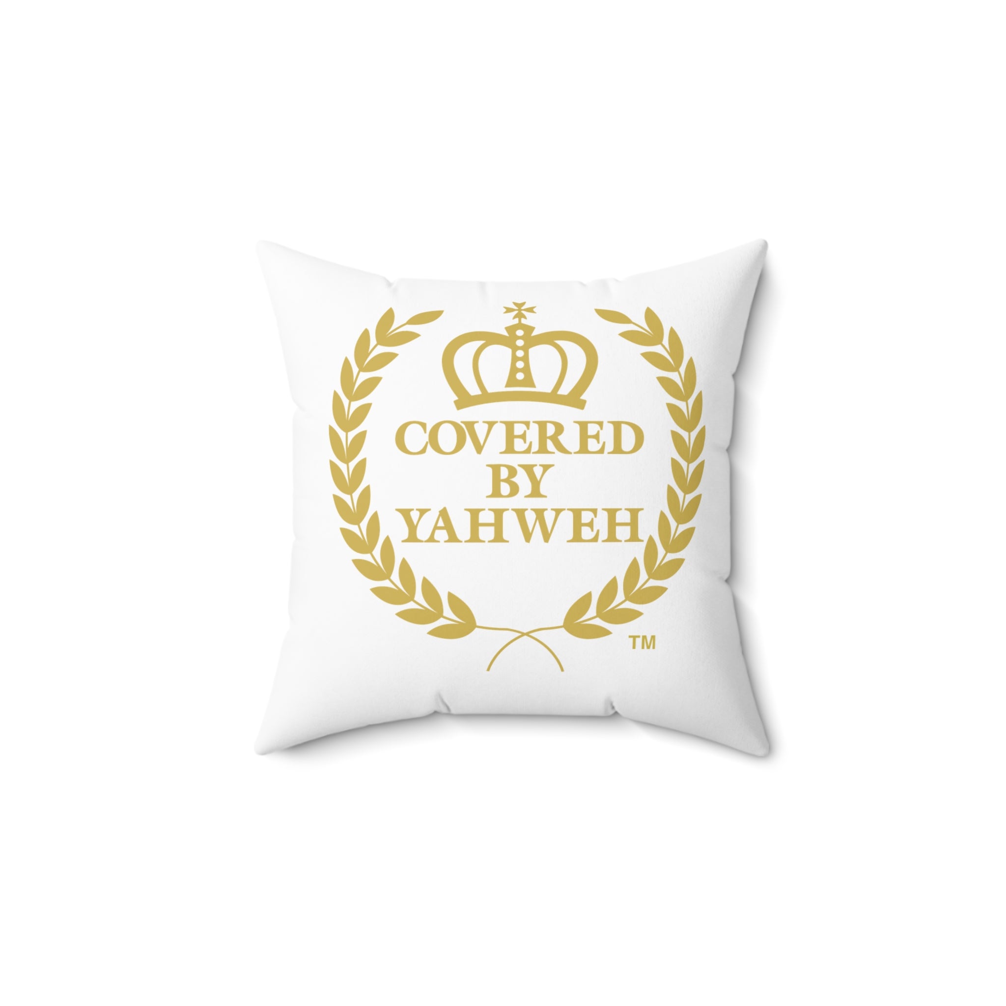 Covered by Yahweh Soft Square Polyester Pillow - White