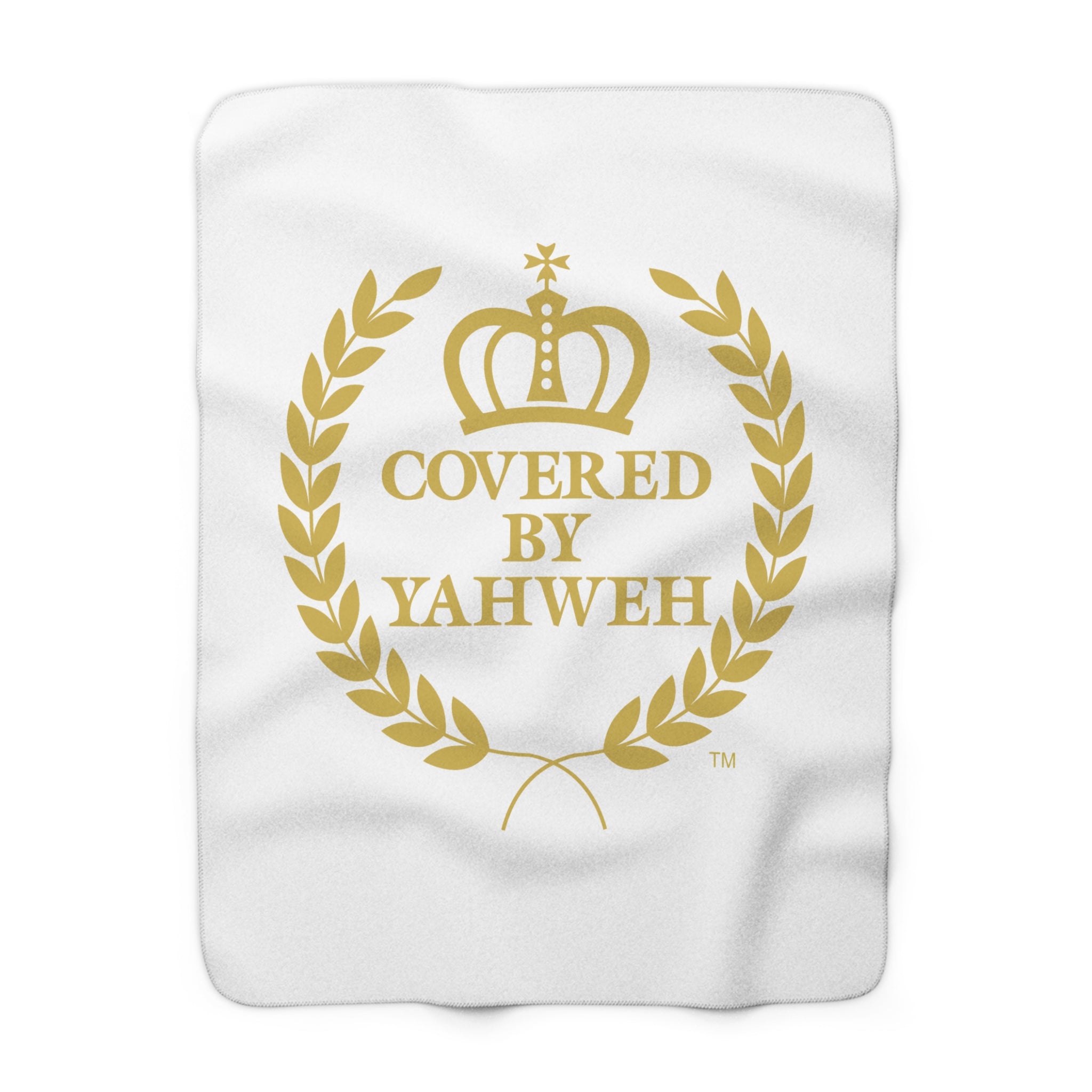 Covered by Yahweh Sherpa Fleece Blanket - White