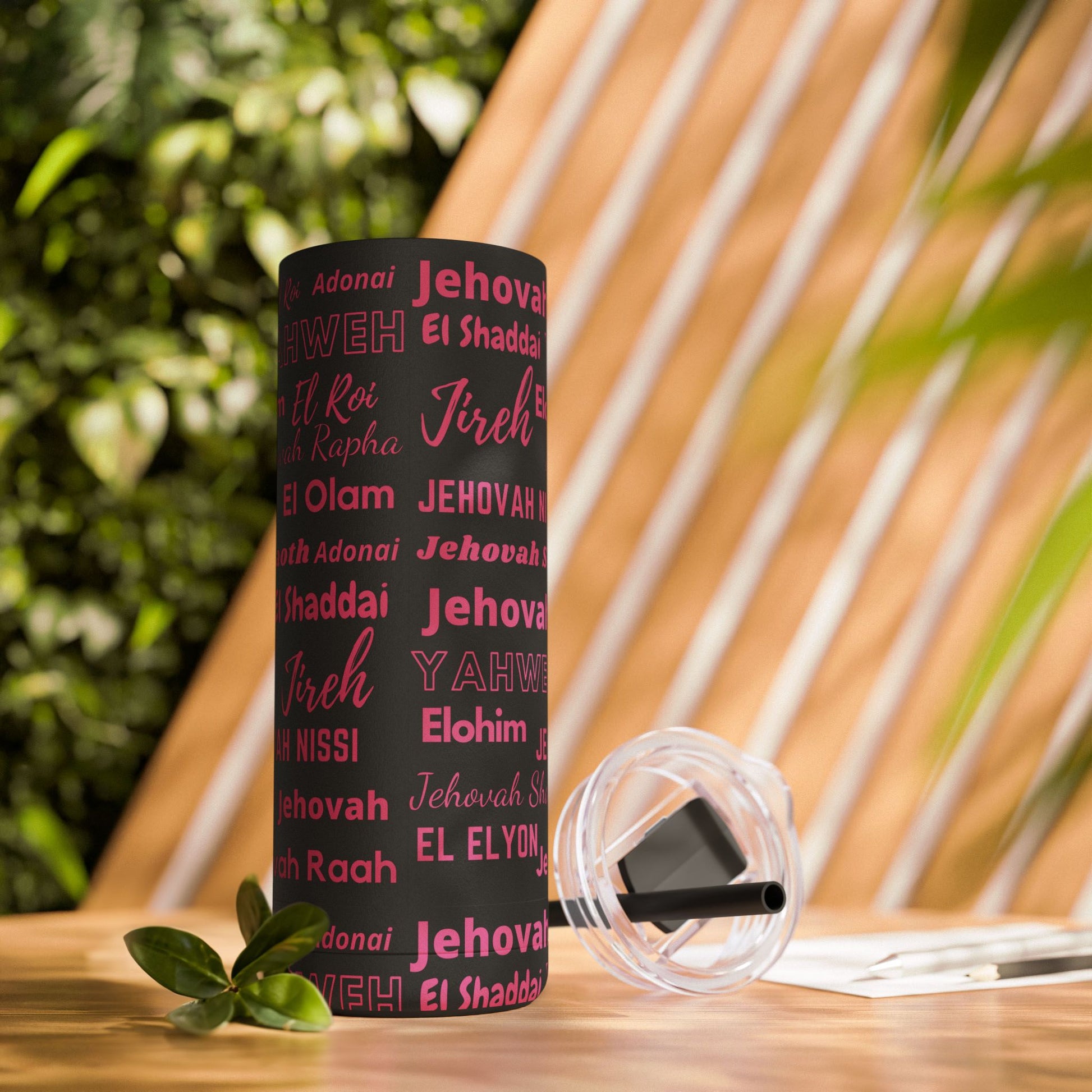Insulated Skinny Matte Tumbler -  Black & Pink