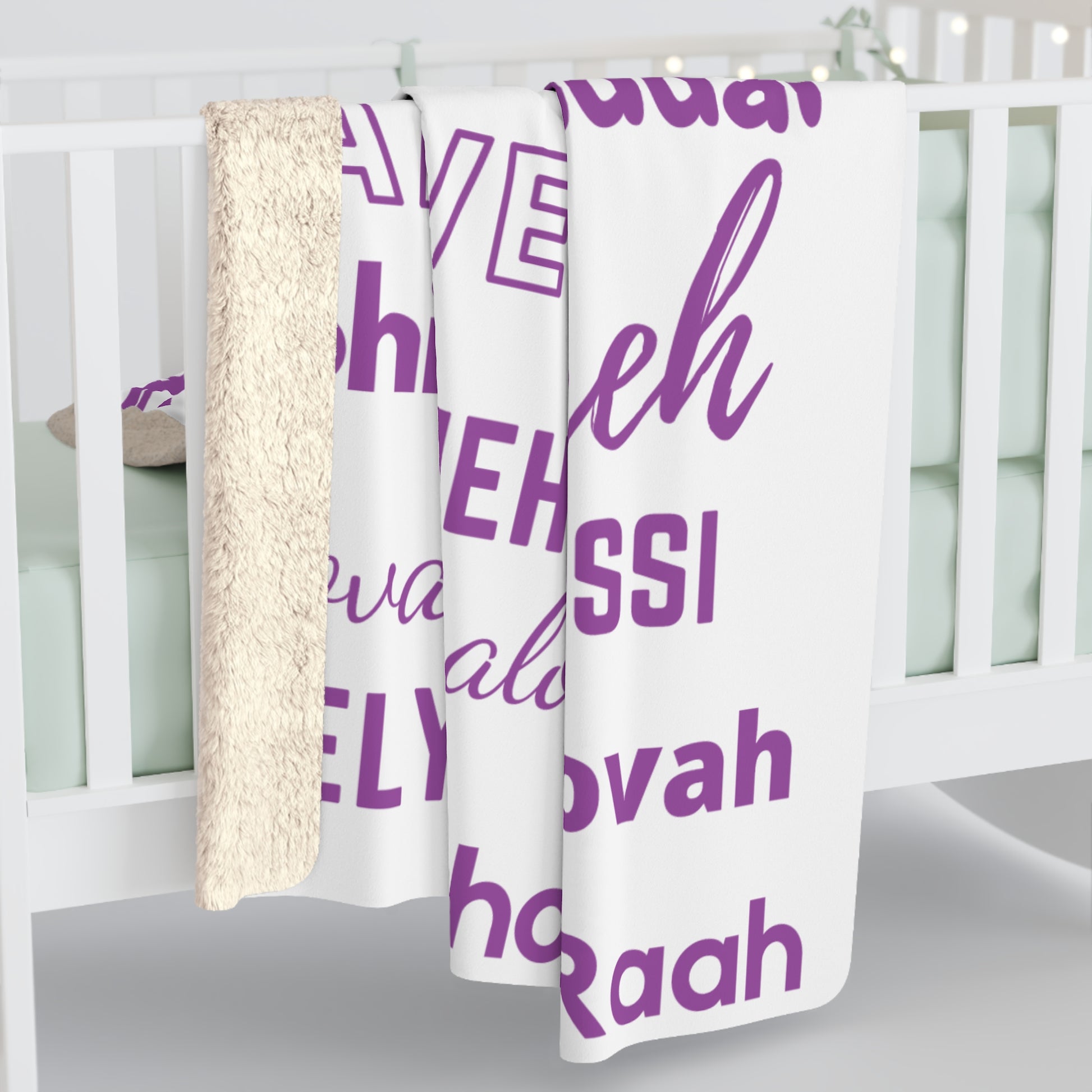 Sherpa Fleece Blanket - Purple & White