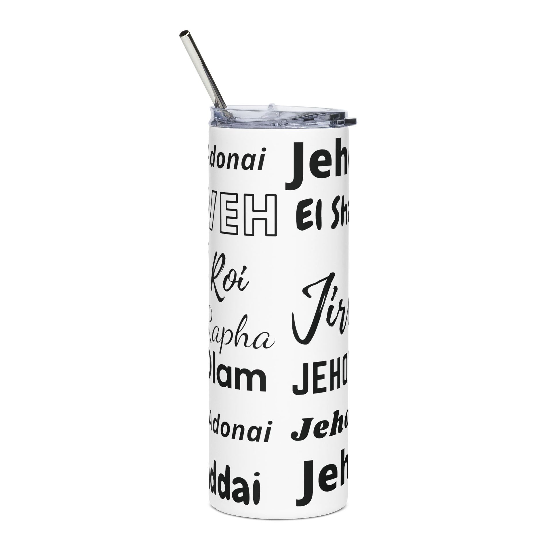 Names of God 20oz Stainless Steel Tumbler - White & Black