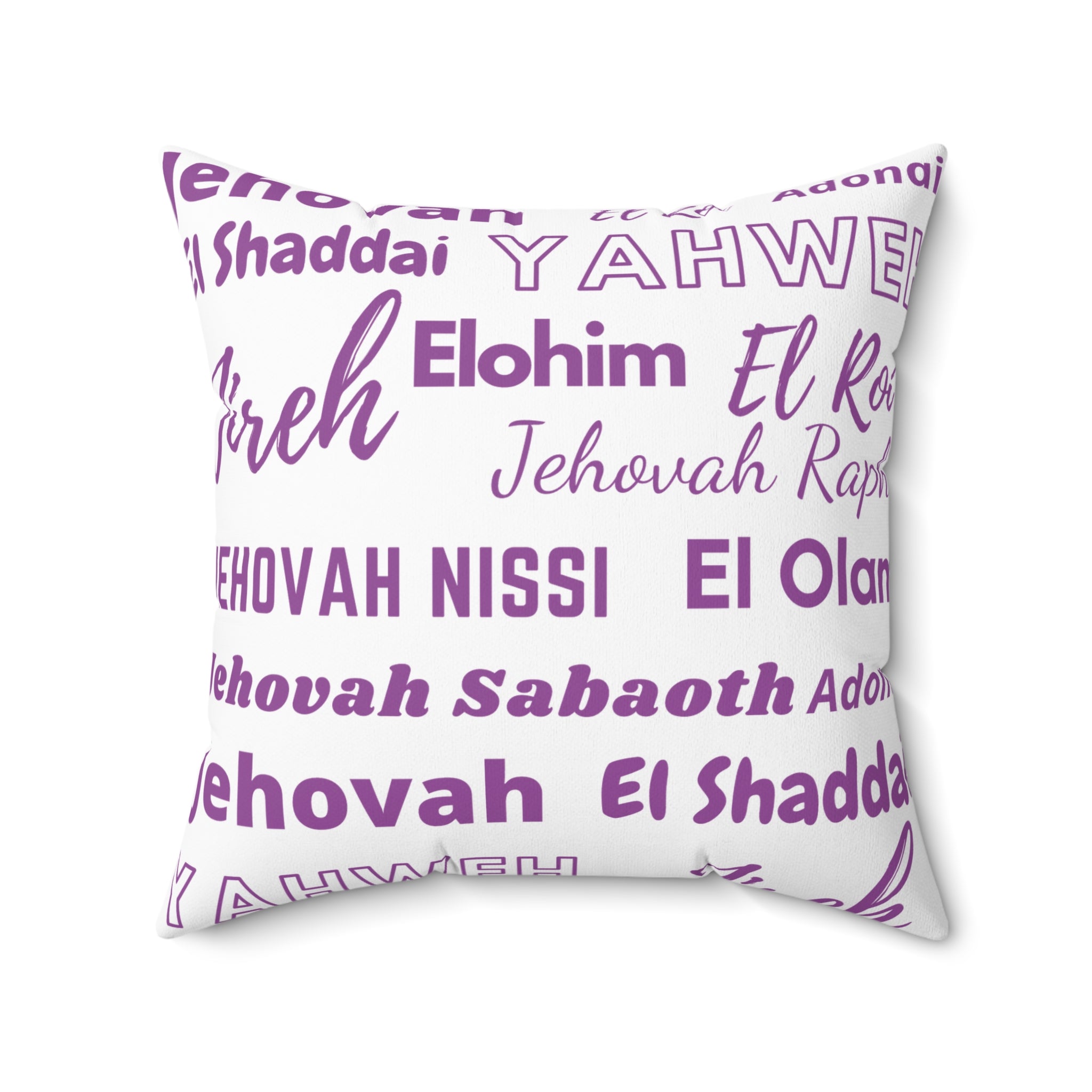 Soft Square Polyester Pillow - Purple & White