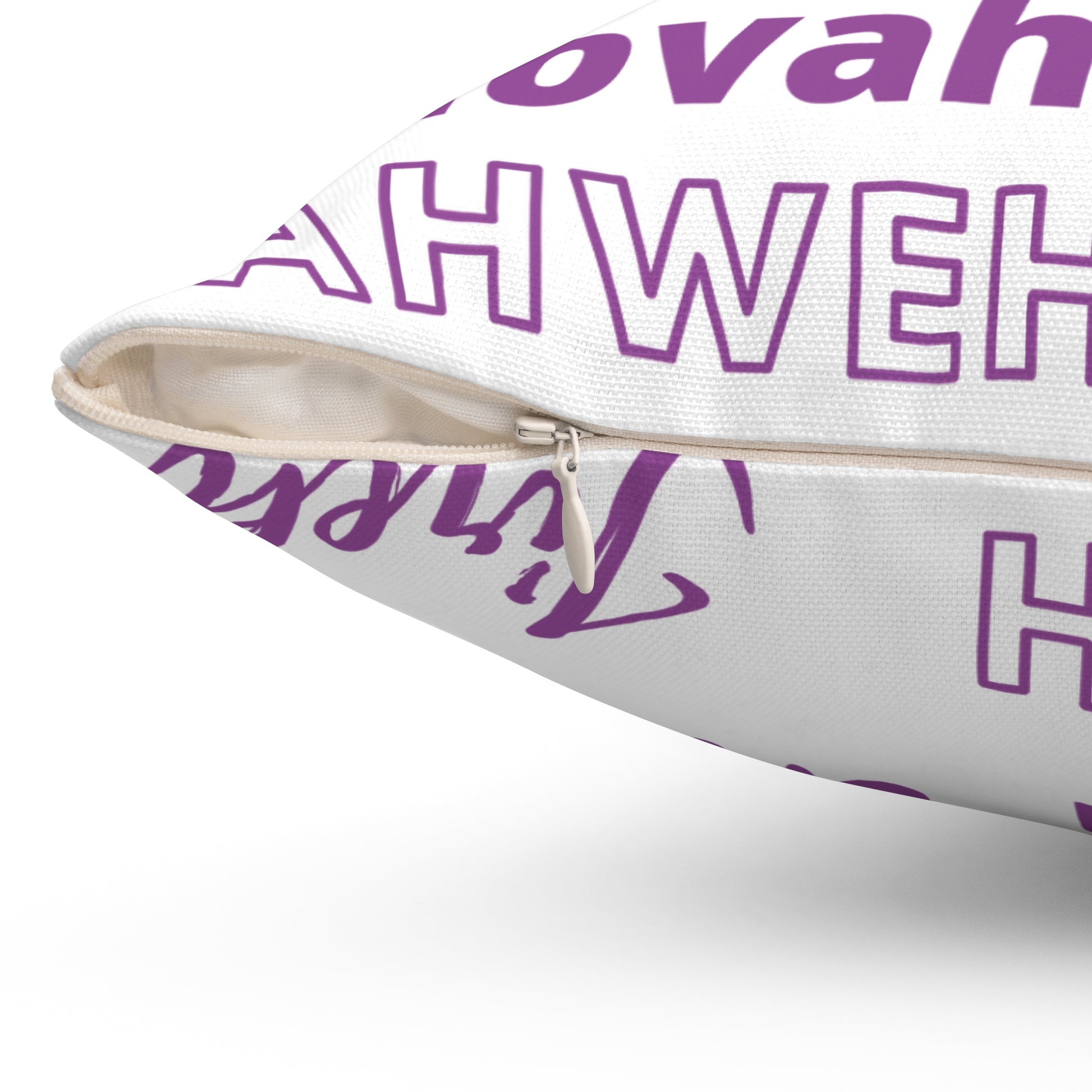 Soft Square Polyester Pillow - Purple & White
