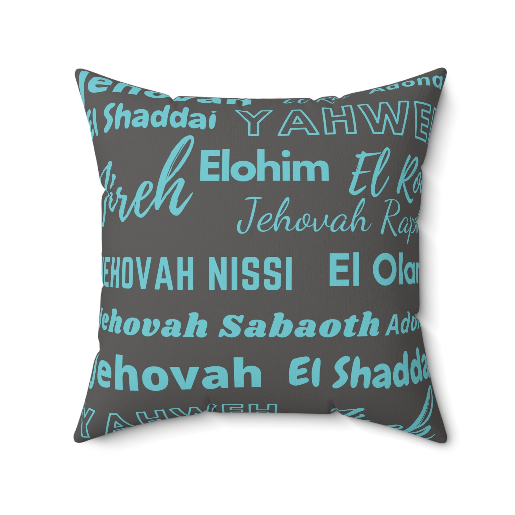 Soft Square Polyester Pillow - Gray & Blue