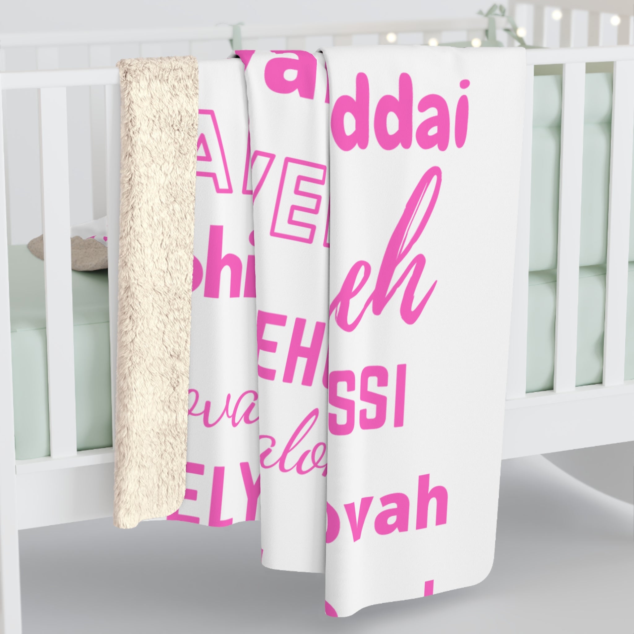 Sherpa Fleece Blanket - Pink & White