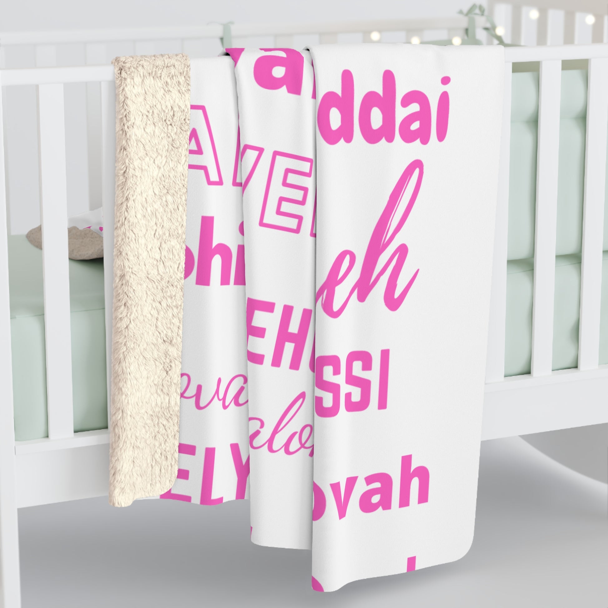 Sherpa Fleece Blanket - Pink & White