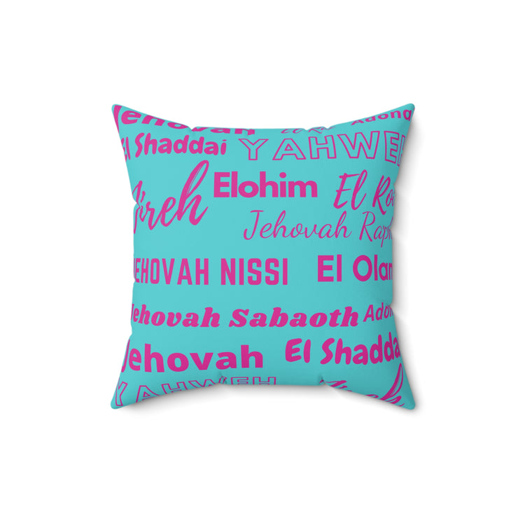 Soft Square Polyester Pillow - Pink & Blue